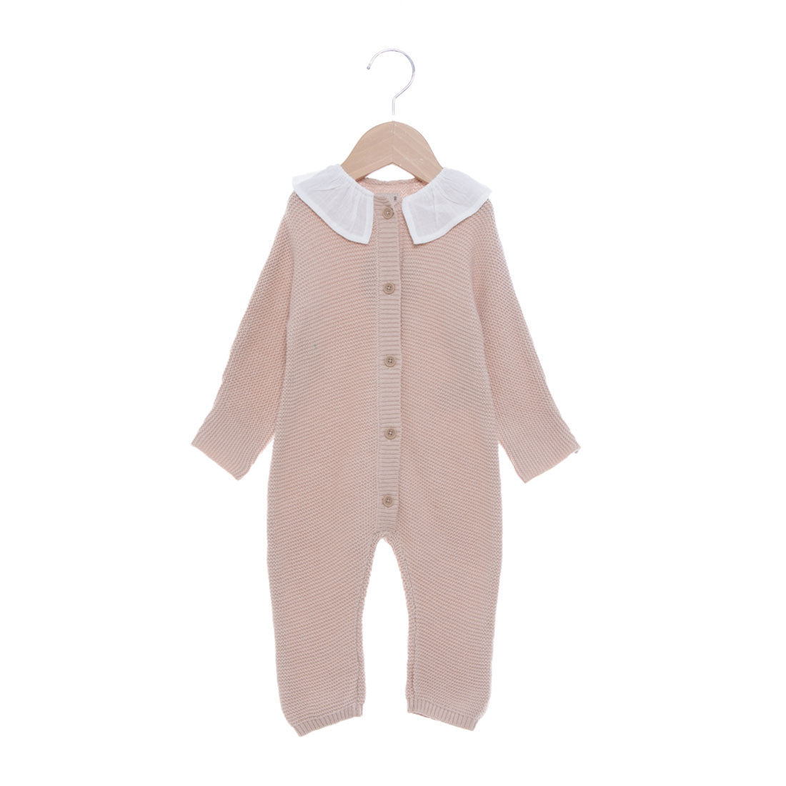 Petit Main Frill Collar Knit Coverall [Non-returnable item]