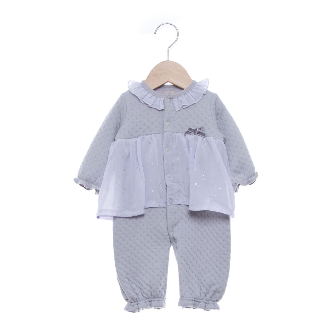 プティマイン petit main 星柄シフォン切替2WAYオール【返品不可商品】