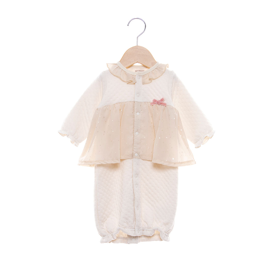 プティマイン petit main 星柄シフォン切替2WAYオール【返品不可商品】,アイボリー