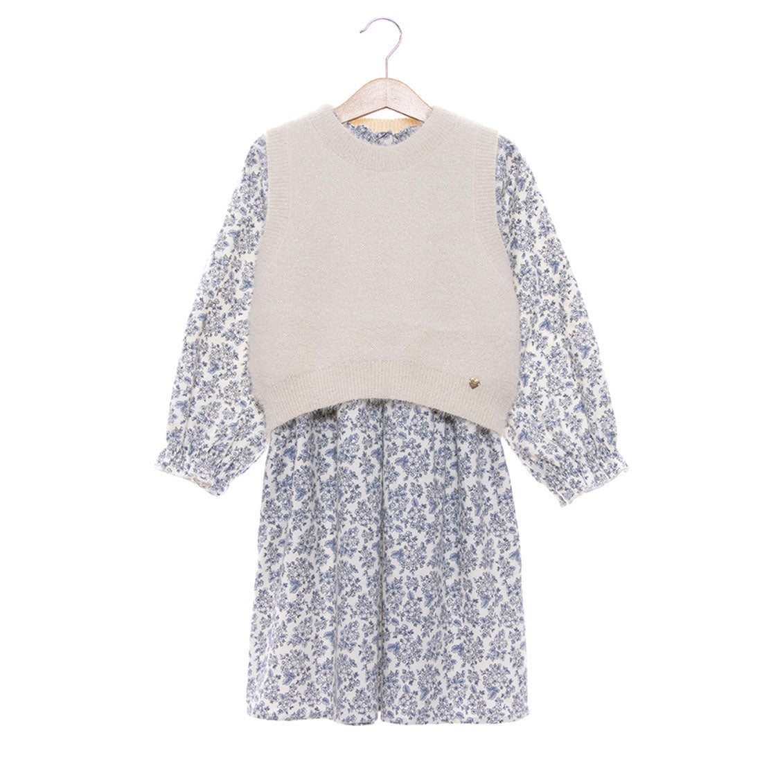 プティマイン petit main 【リンク】ベスト付き柄ワンピース