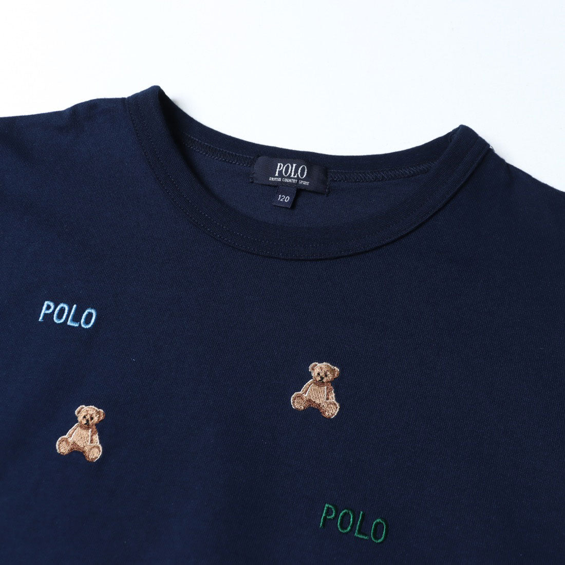 プティマイン petit main 【POLO BCS】くまロゴ刺繍長袖Tシャツ