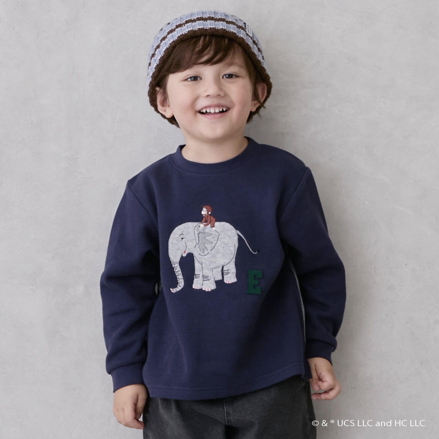 プティマイン petit main 【おさるのジョージ】接結アップリケ長袖Tシャツ （コン） コン