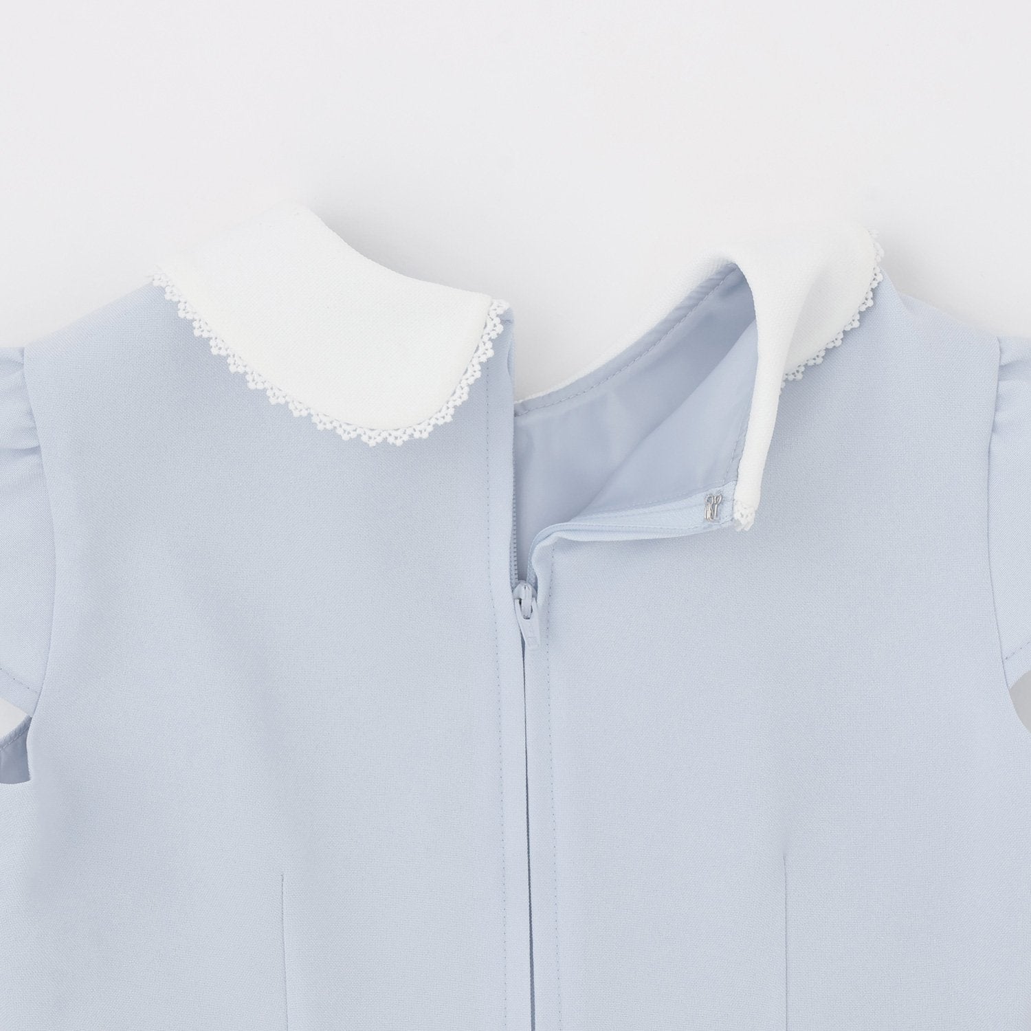 プティマイン petit main フラワー刺繍OP+襟付JKセット （サックス） サックス