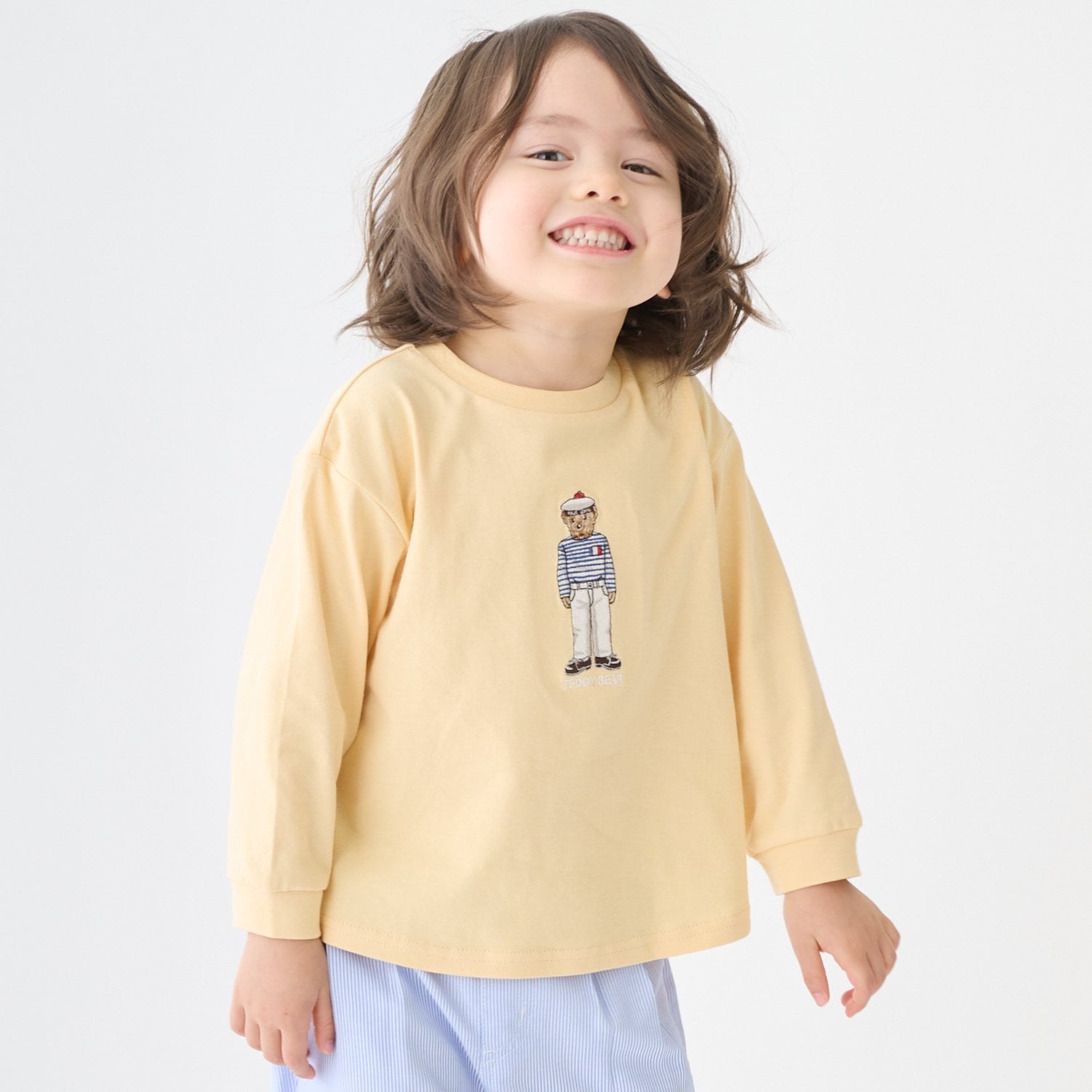 プティマイン petit main 【TeddyBear】刺しゅう長袖Tシャツ （オフ ホワイト） オフ ホワイト