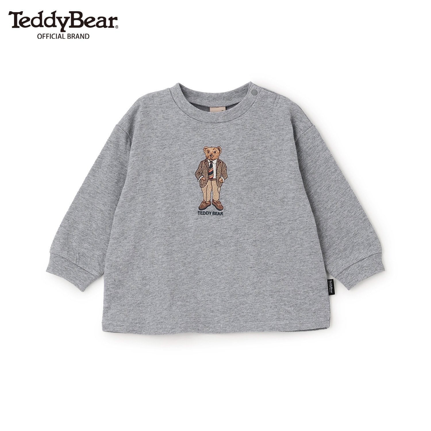 プティマイン petit main 【TeddyBear】刺しゅう長袖Tシャツ （トップ グレー） トップ グレー