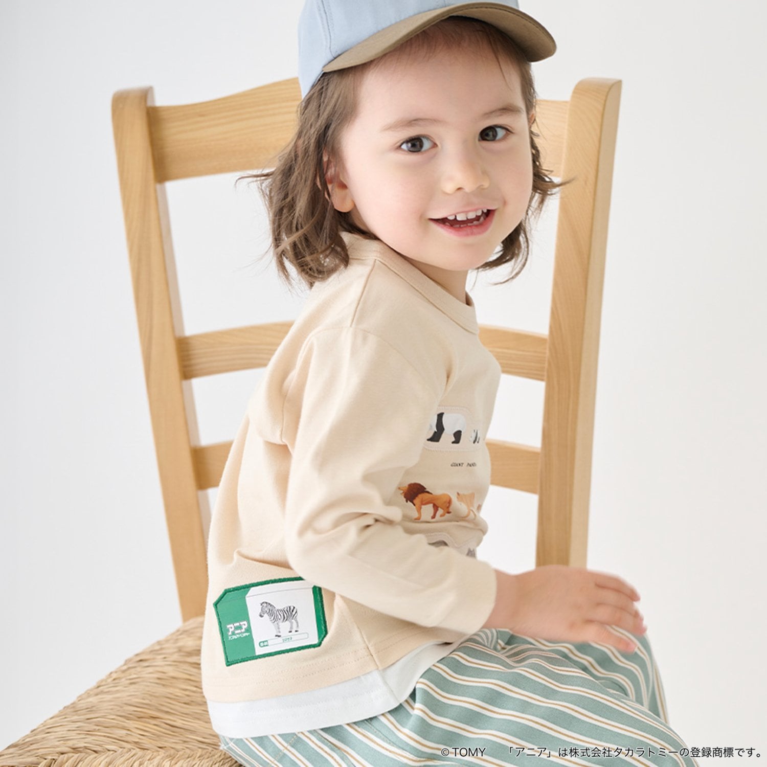 プティマイン petit main 【TOMICA・ANIA】グラフィック長袖Tシャツ （薄ベージュ） 薄ベージュ