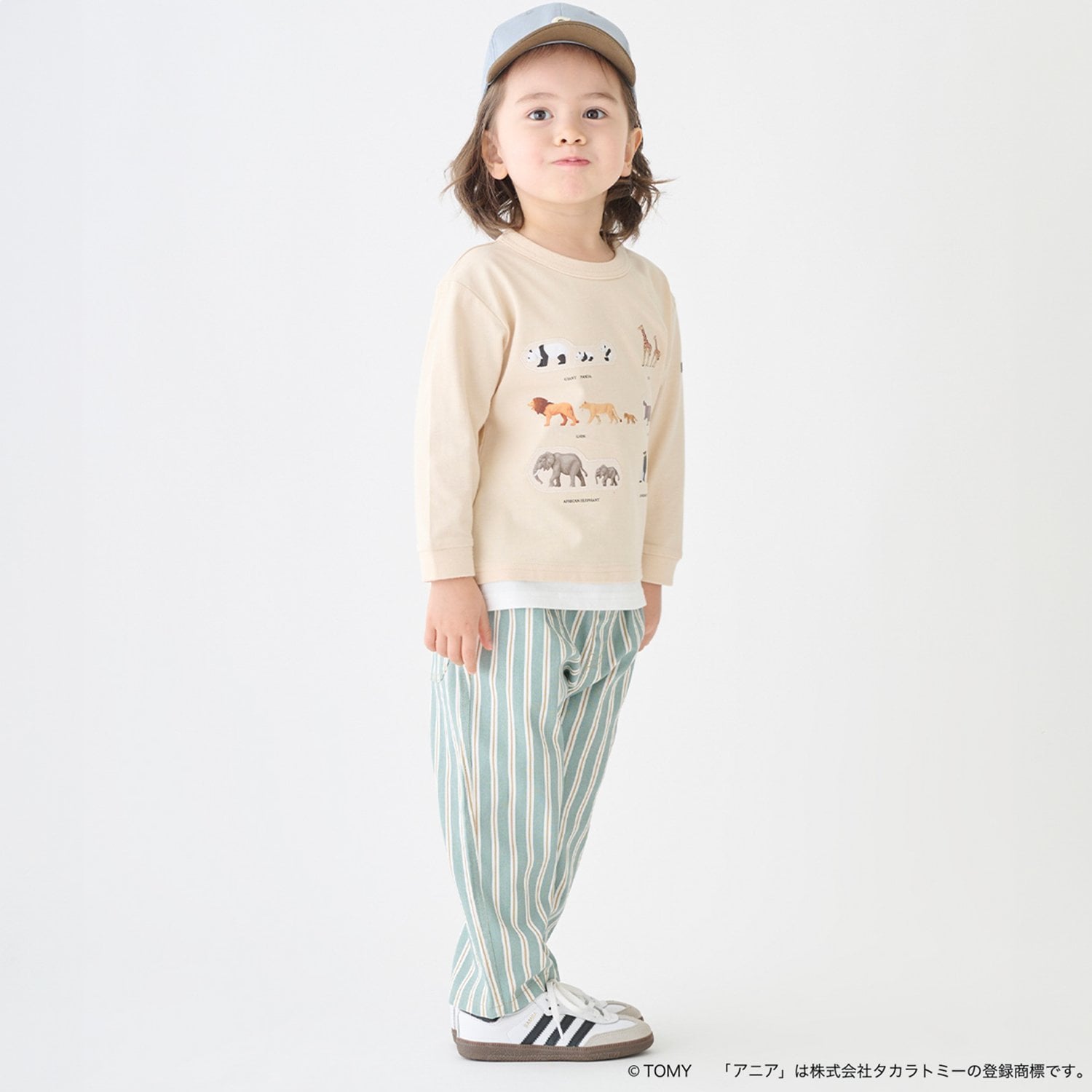 プティマイン petit main 【TOMICA・ANIA】グラフィック長袖Tシャツ （薄ベージュ） 薄ベージュ