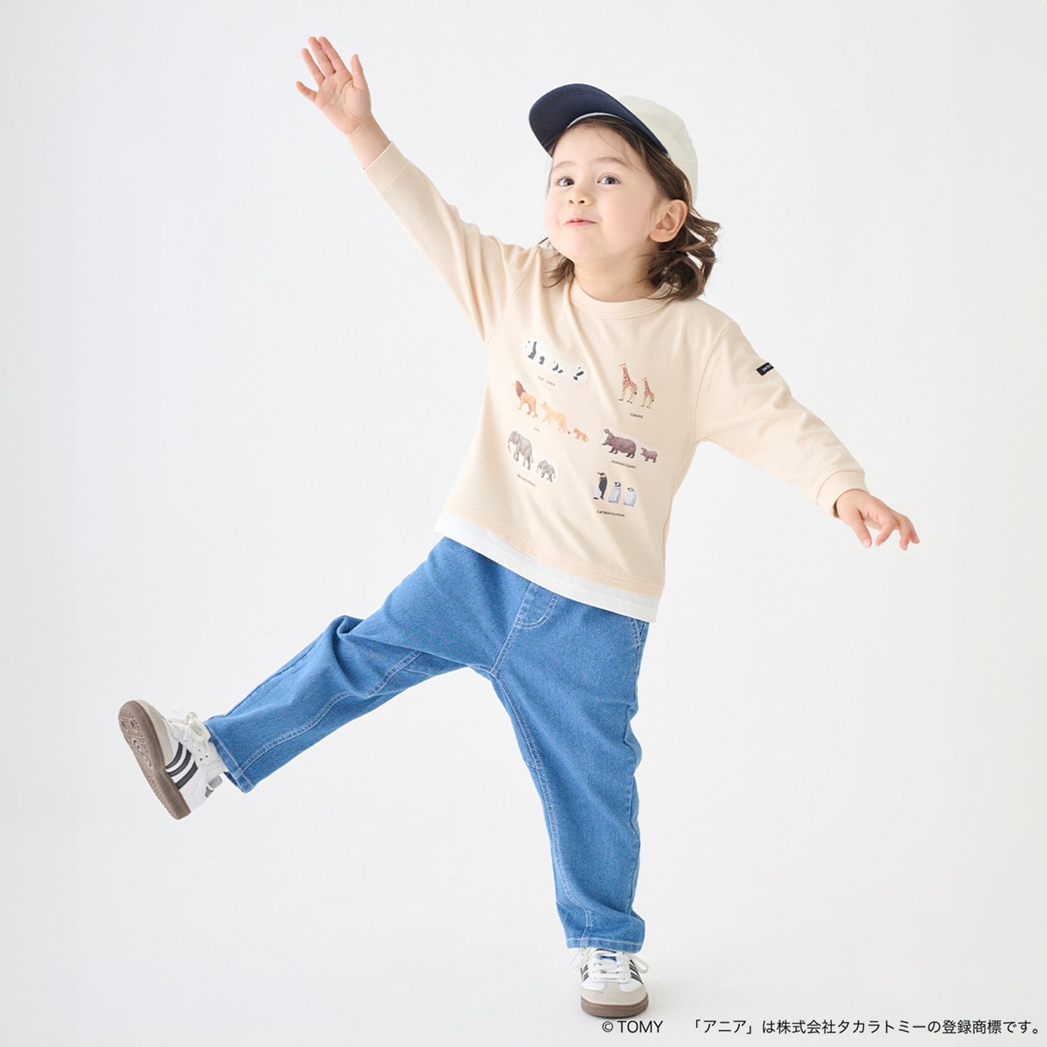 プティマイン petit main 【TOMICA・ANIA】グラフィック長袖Tシャツ （薄ベージュ） 薄ベージュ