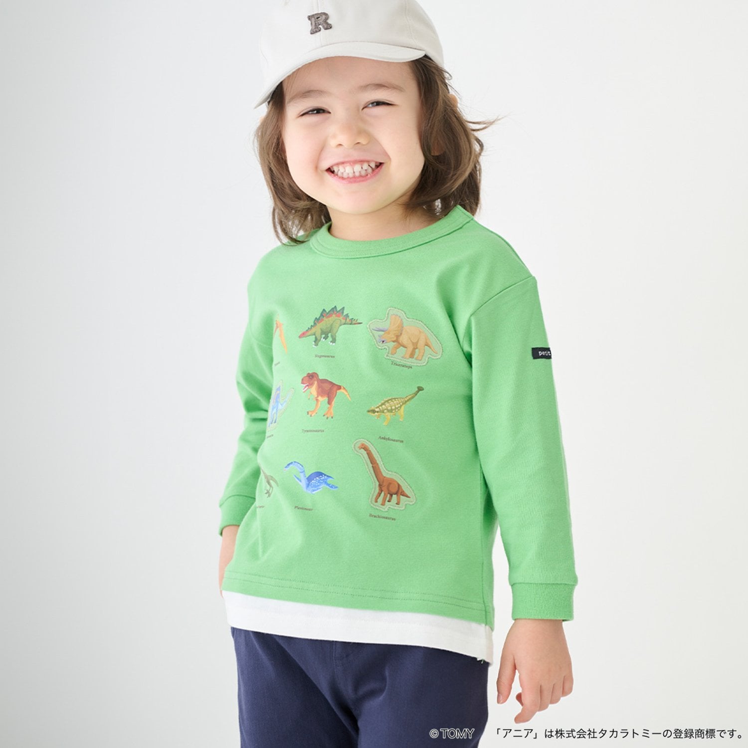 プティマイン petit main 【TOMICA・ANIA】グラフィック長袖Tシャツ （薄ベージュ） 薄ベージュ