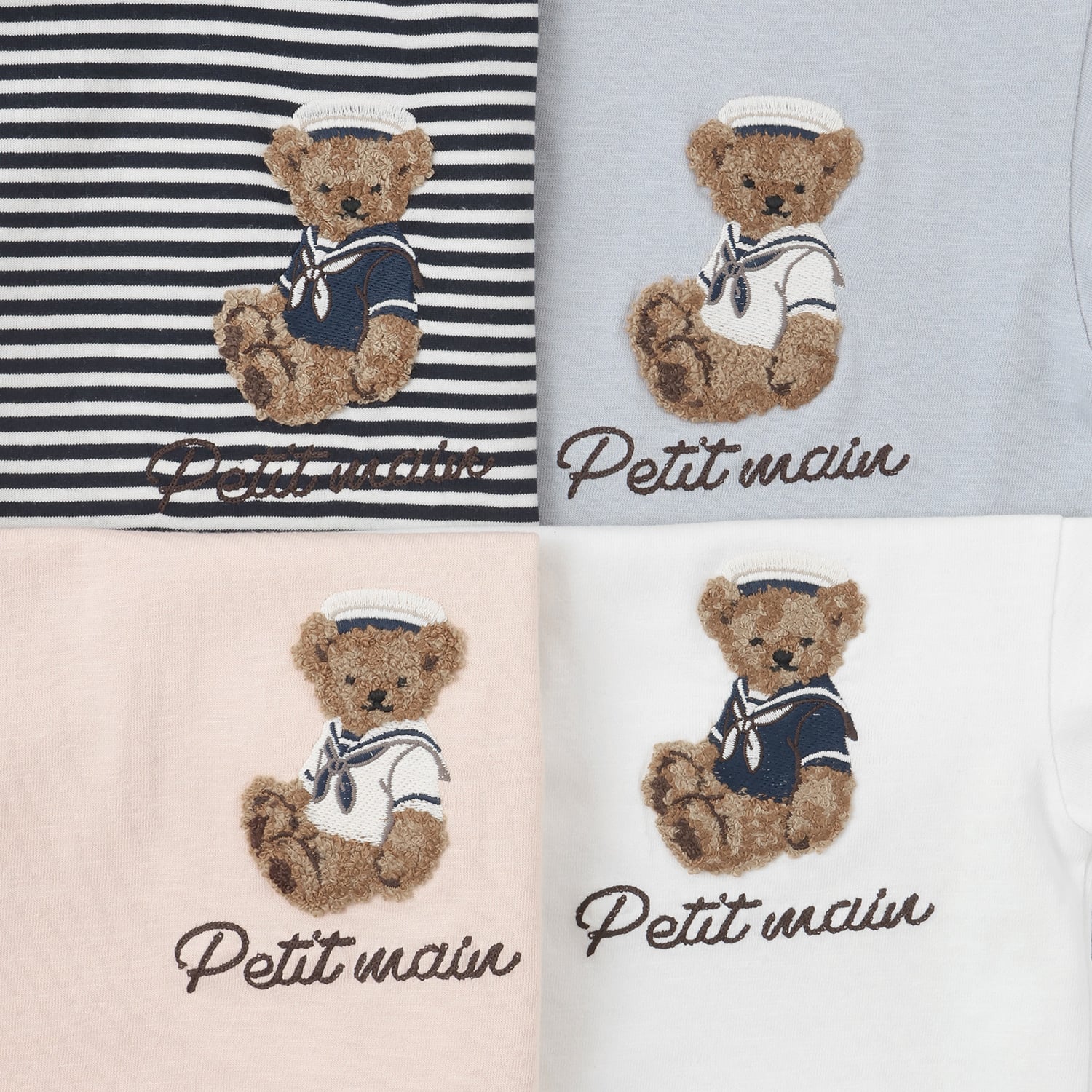 プティマイン petit main くまマリン半袖Tシャツ （ボーダー） ボーダー