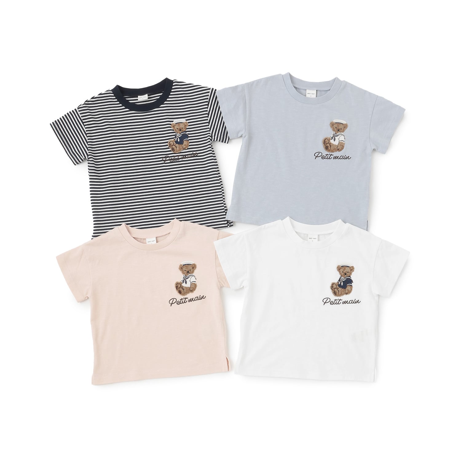 プティマイン petit main くまマリン半袖Tシャツ （ボーダー） ボーダー