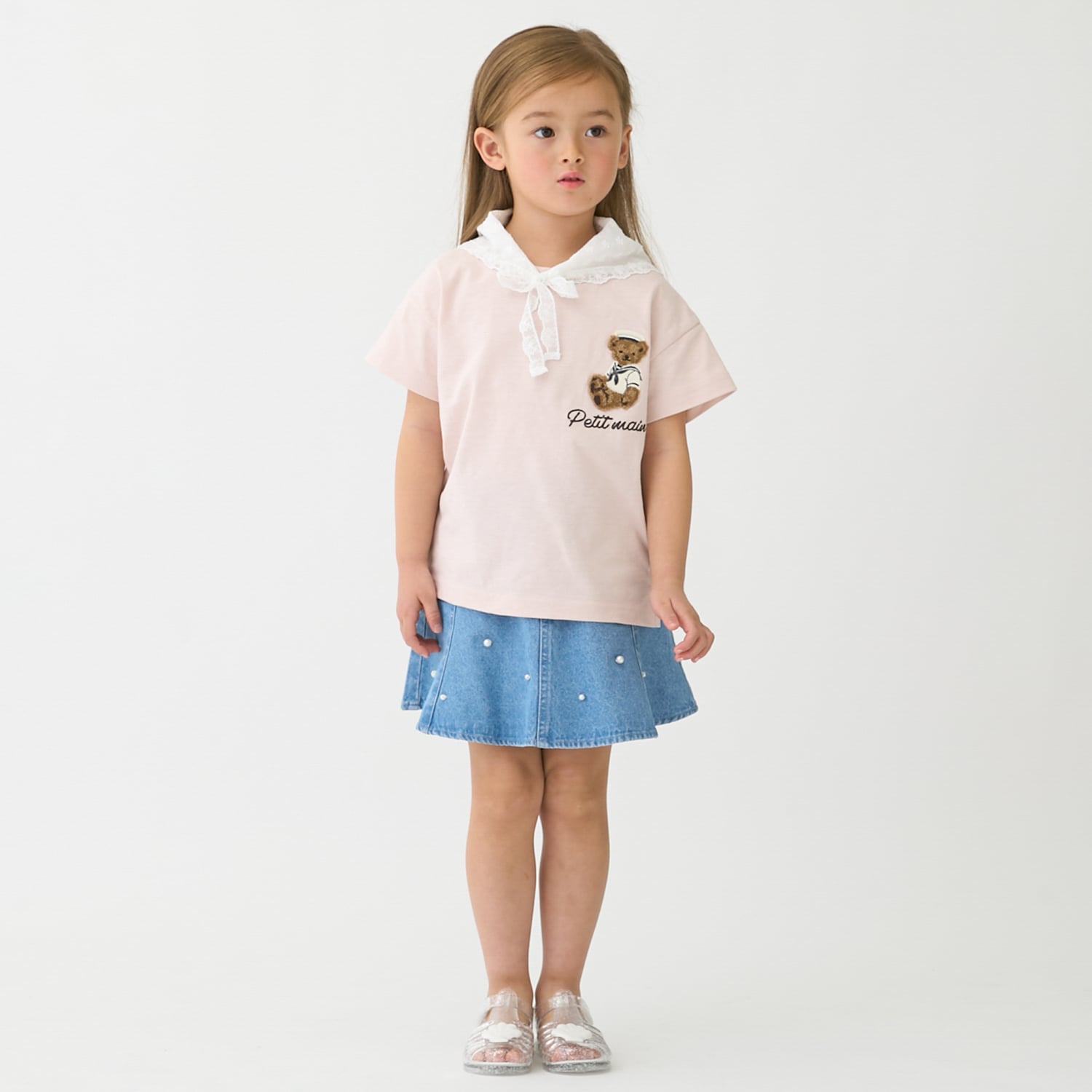 プティマイン petit main くまマリン半袖Tシャツ （ボーダー） ボーダー