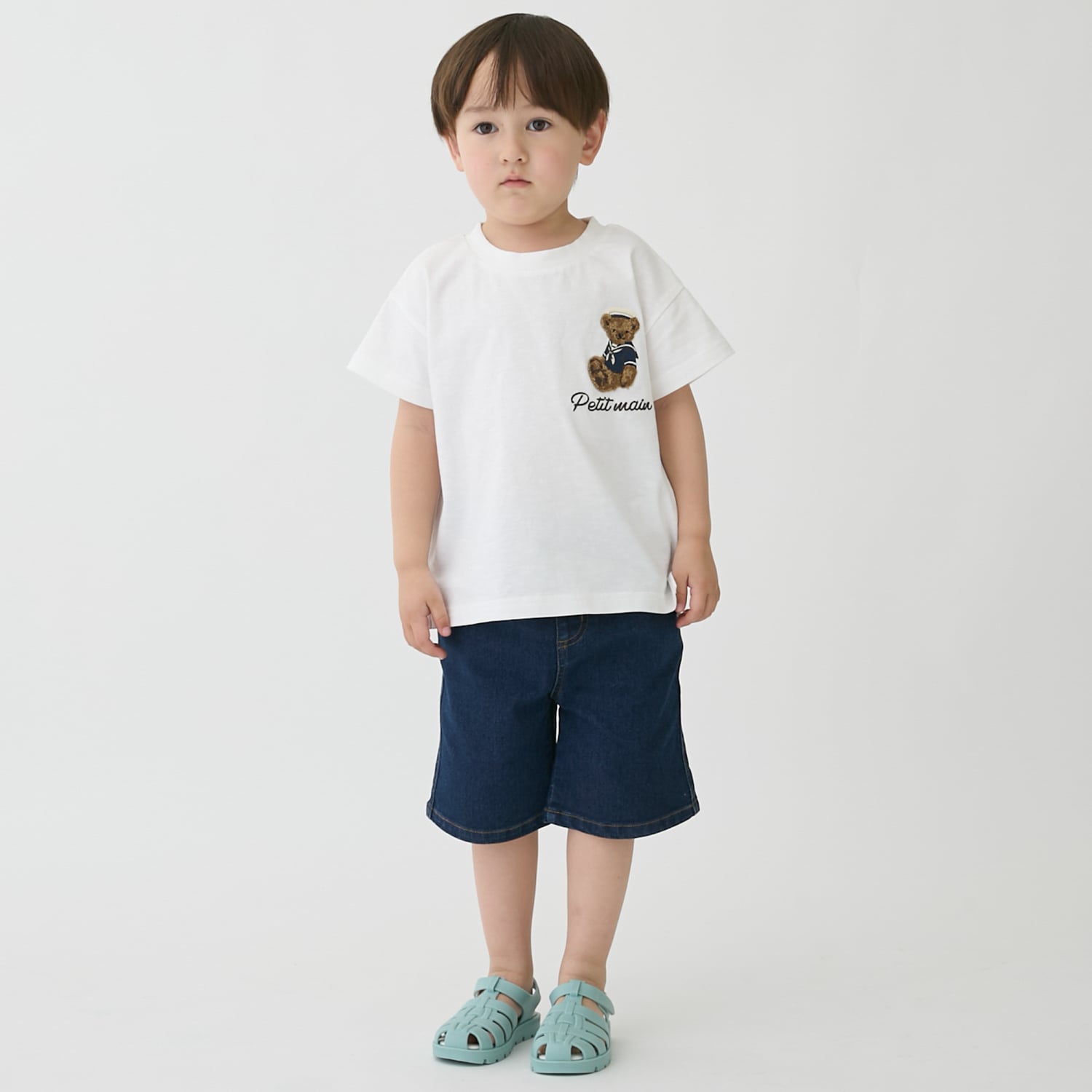 プティマイン petit main くまマリン半袖Tシャツ （ボーダー） ボーダー