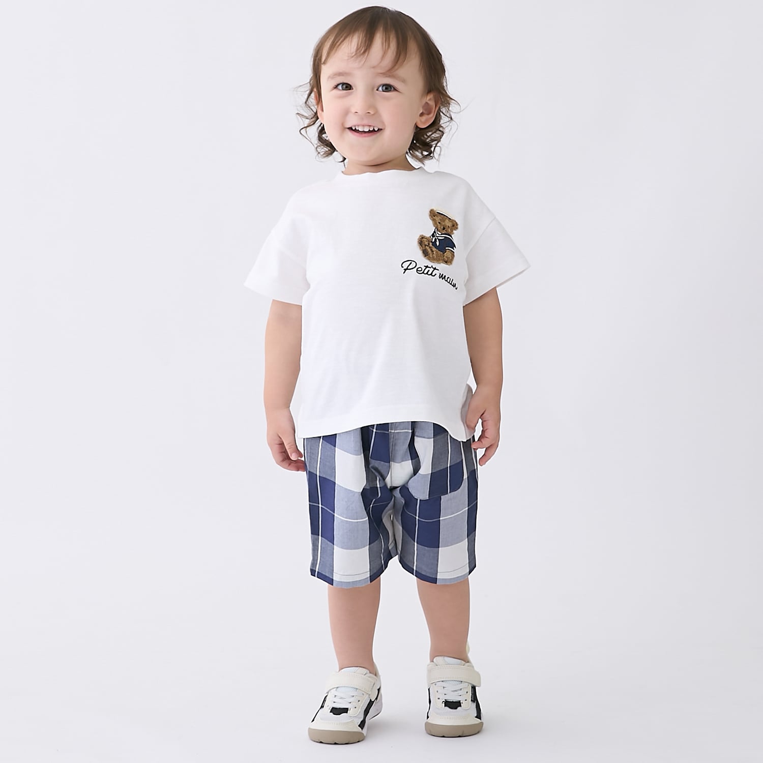 プティマイン petit main くまマリン半袖Tシャツ （ボーダー） ボーダー