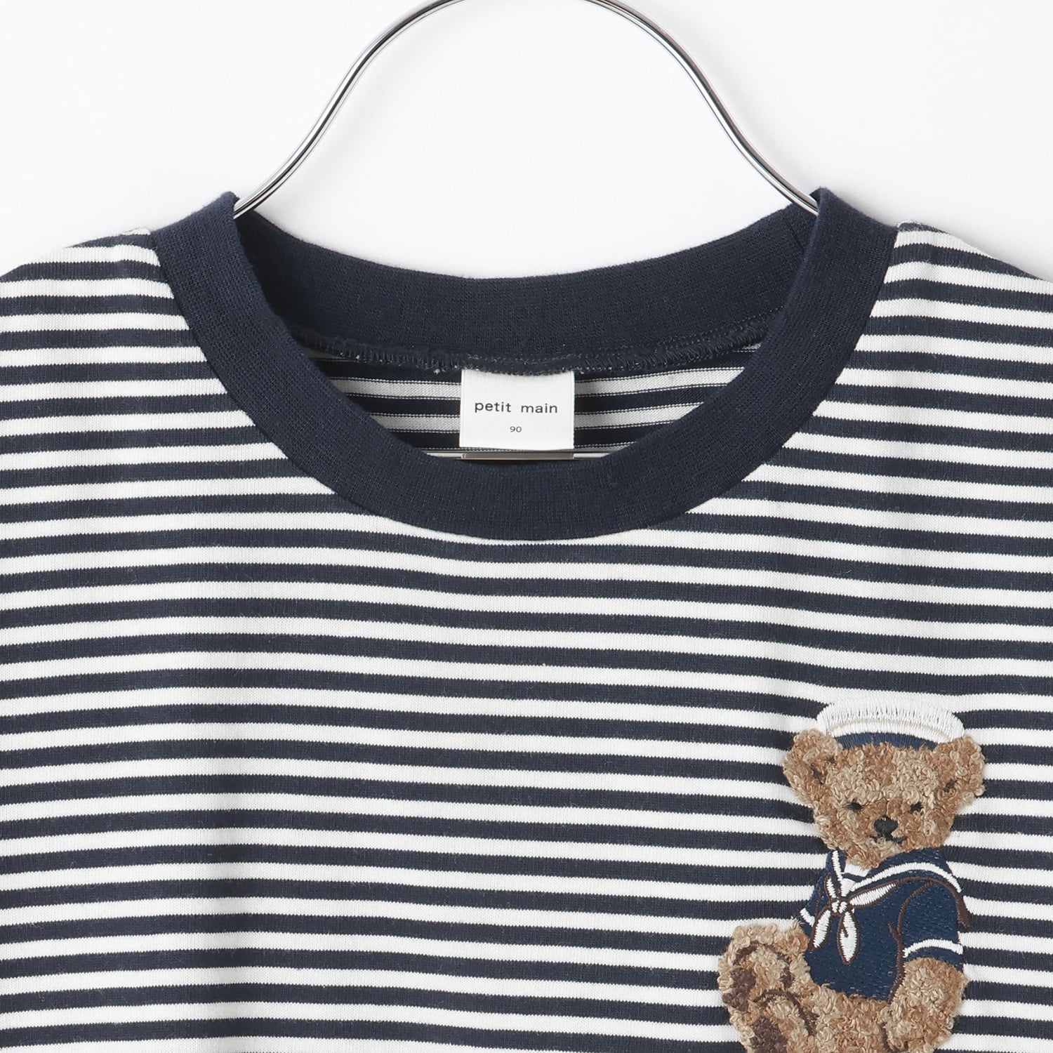 プティマイン petit main くまマリン半袖Tシャツ （ボーダー） ボーダー