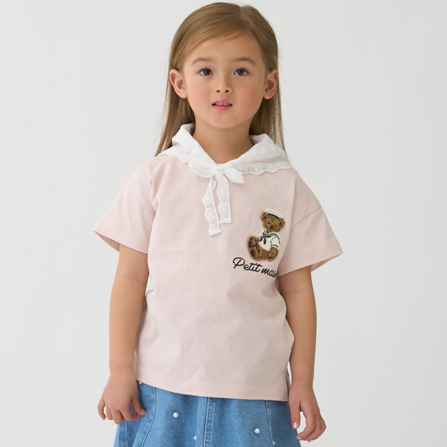 プティマイン petit main くまマリン半袖Tシャツ （ボーダー） ボーダー