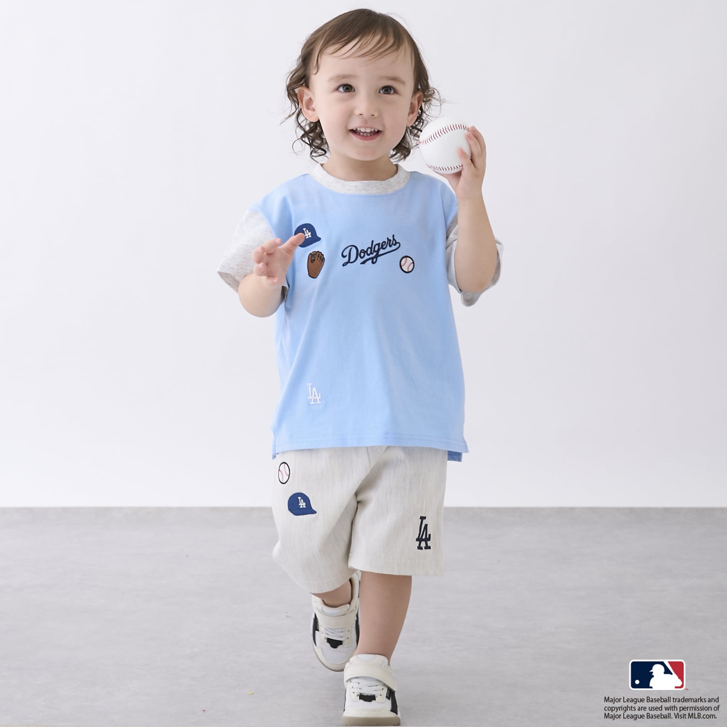 プティマイン petit main 【MLB】カットハーフパンツ （ブルー） ブルー