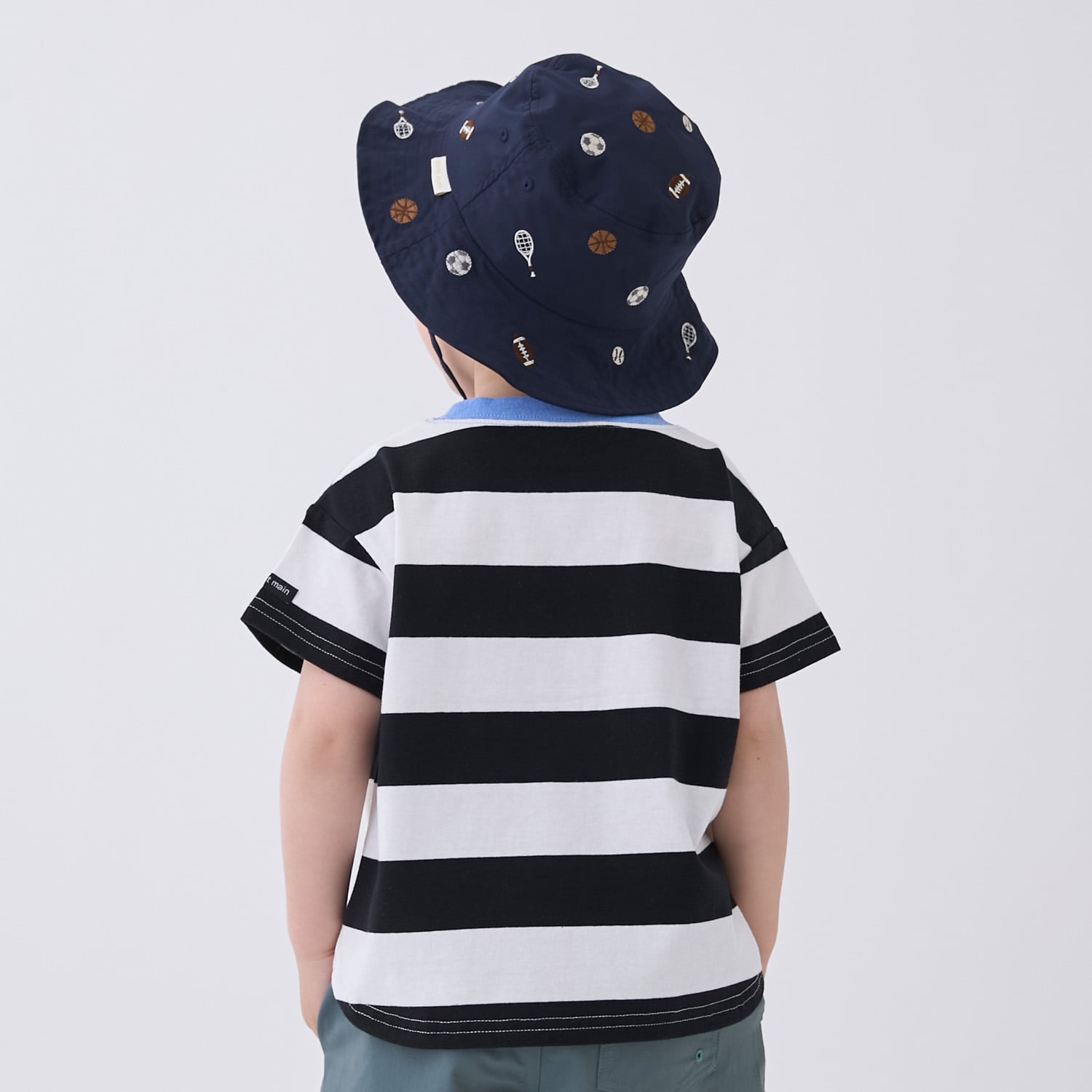 プティマイン petit main 【食品防汚】ボーダー半袖Tシャツ （ベージュ） ベージュ