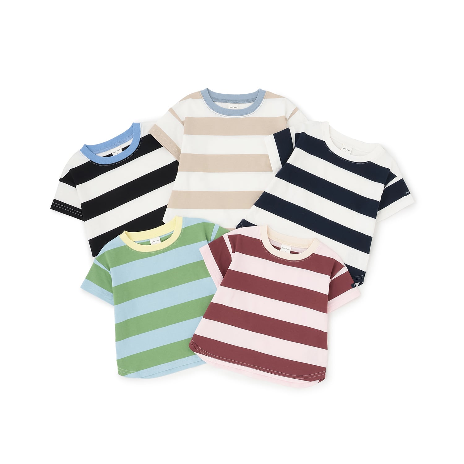 プティマイン petit main 【食品防汚】ボーダー半袖Tシャツ （ベージュ） ベージュ