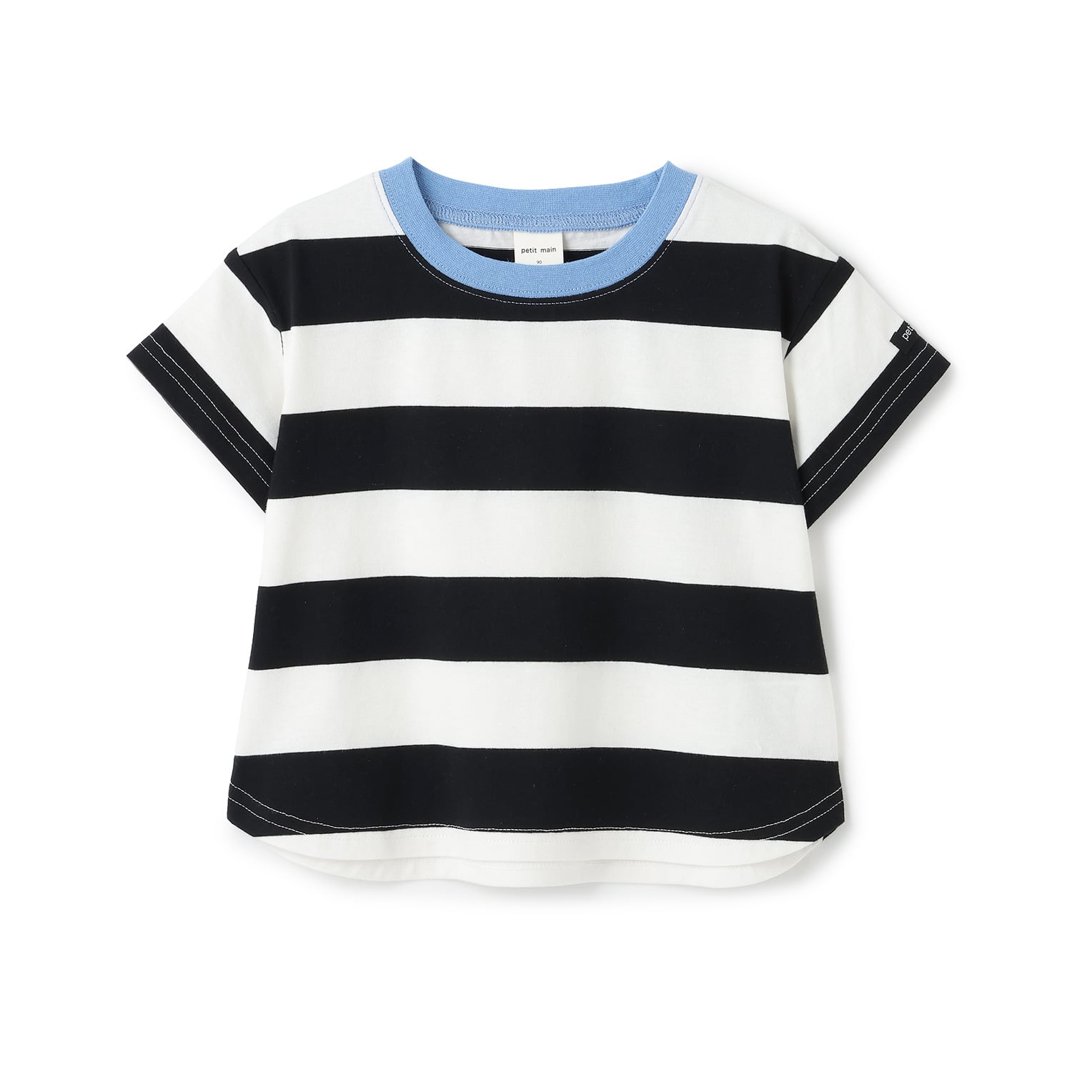 プティマイン petit main 【食品防汚】ボーダー半袖Tシャツ （ベージュ） ベージュ