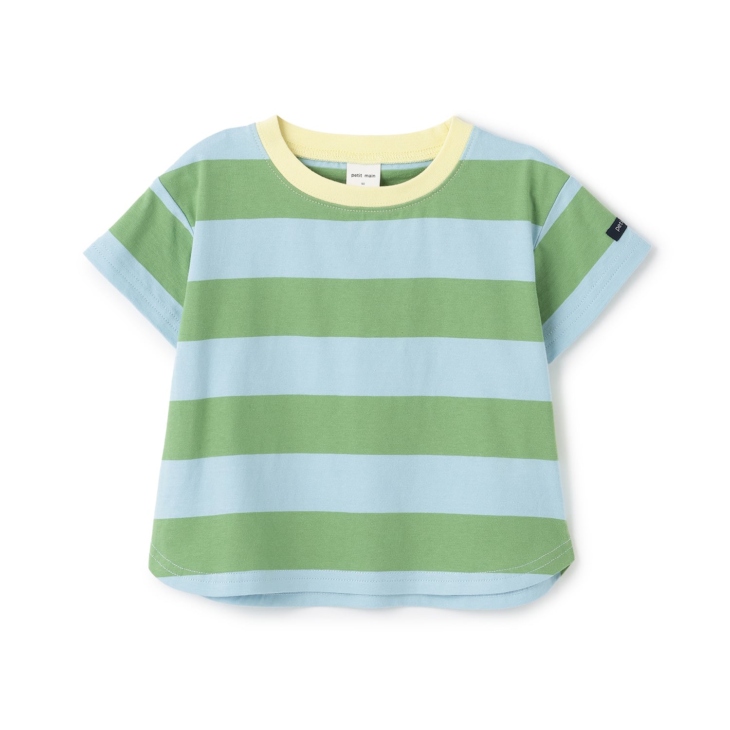 プティマイン petit main 【食品防汚】ボーダー半袖Tシャツ （ベージュ） ベージュ