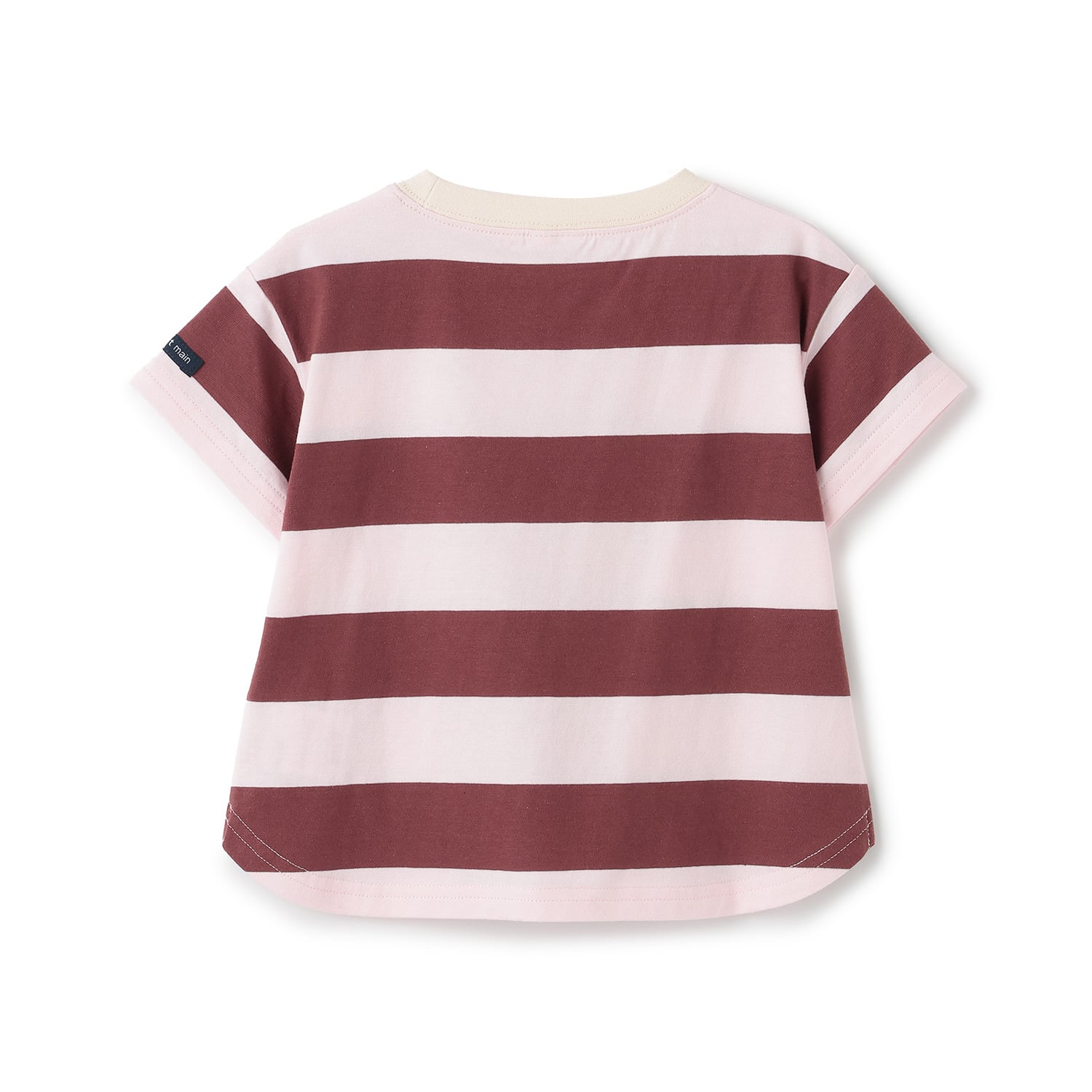 プティマイン petit main 【食品防汚】ボーダー半袖Tシャツ （ベージュ） ベージュ