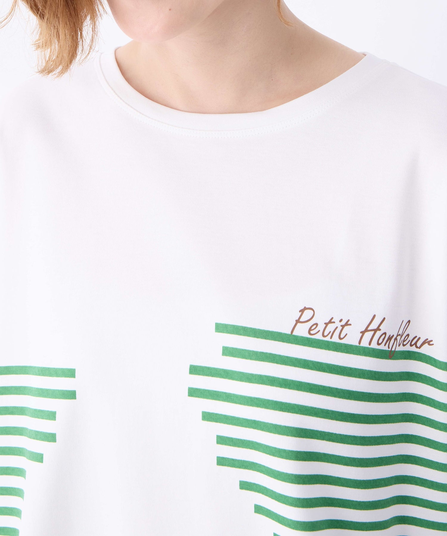 プチ オンフルール Petit Honfleur 【冷感】デザインボーダーTシャツ （ネイビー） ネイビー