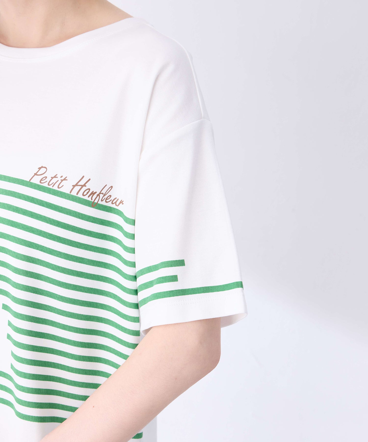 プチ オンフルール Petit Honfleur 【冷感】デザインボーダーTシャツ （ネイビー） ネイビー