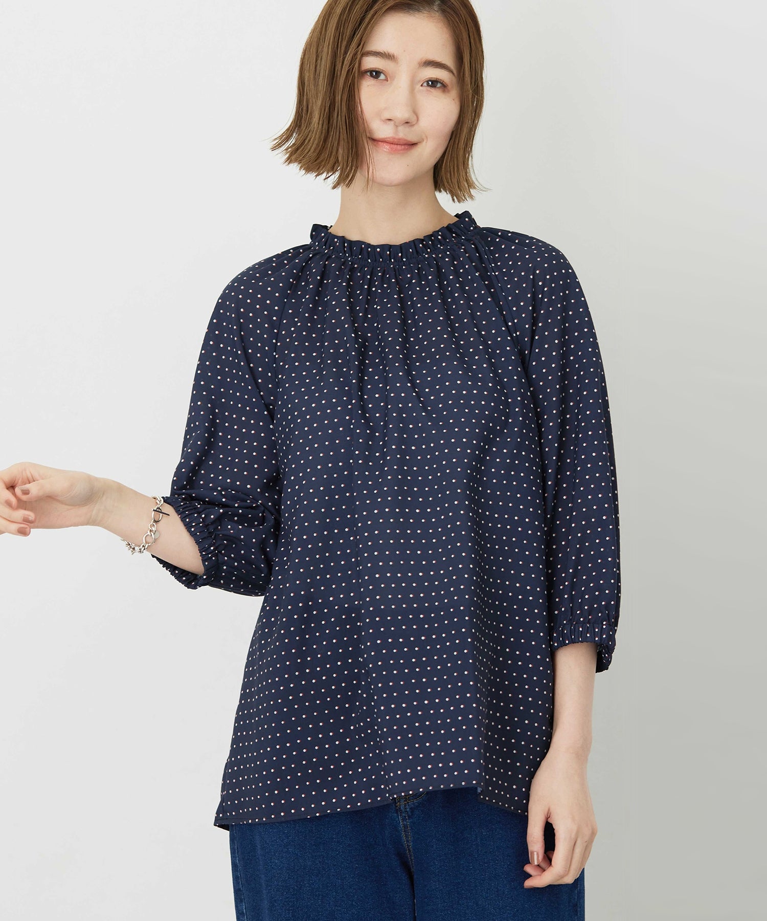 プチ オンフルール Petit Honfleur アパシュプリントブラウス （レッド） レッド