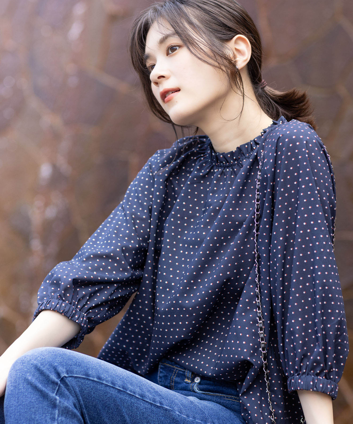 プチ オンフルール Petit Honfleur アパシュプリントブラウス （レッド） レッド