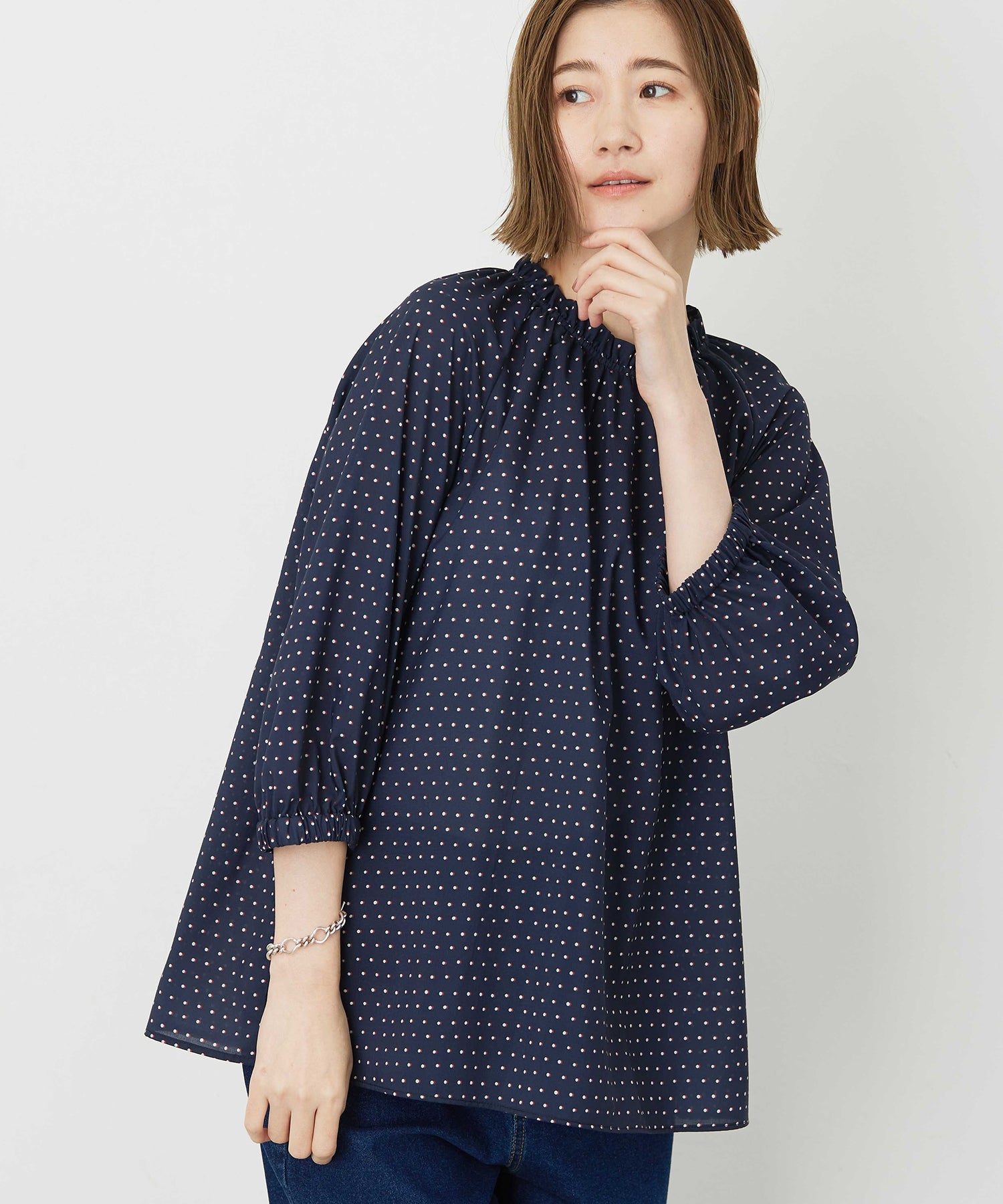 プチ オンフルール Petit Honfleur アパシュプリントブラウス （レッド） レッド
