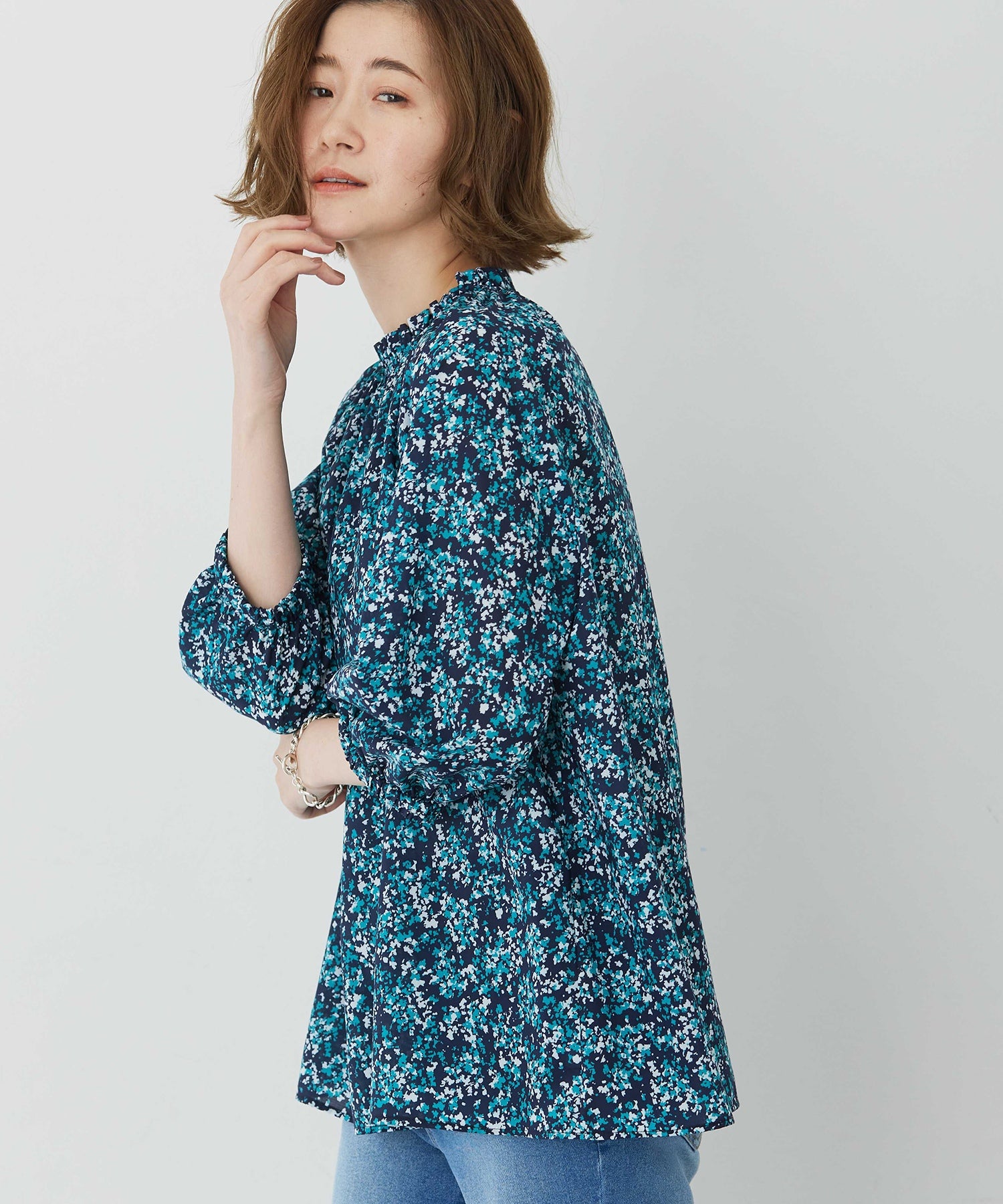 プチ オンフルール Petit Honfleur アパシュプリントブラウス （レッド） レッド