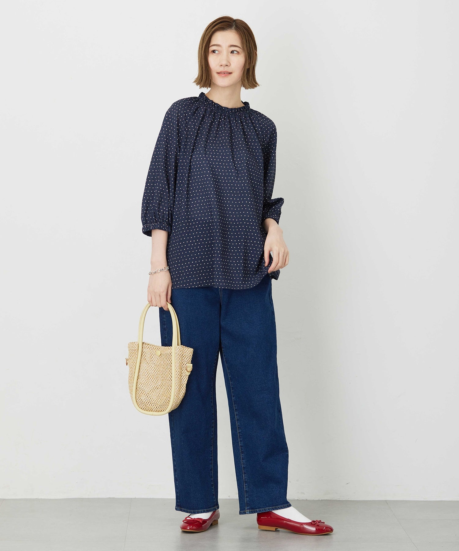 プチ オンフルール Petit Honfleur アパシュプリントブラウス （レッド） レッド