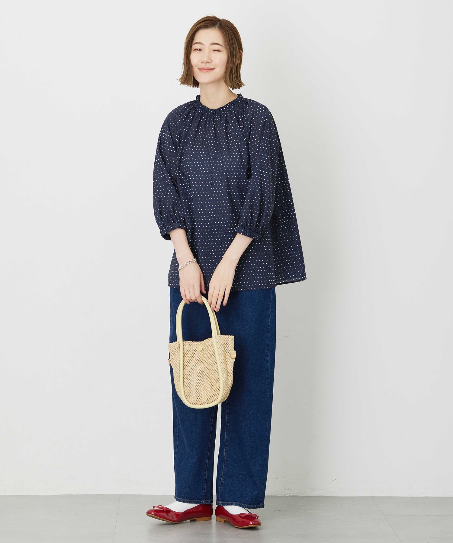 プチ オンフルール Petit Honfleur アパシュプリントブラウス （レッド） レッド