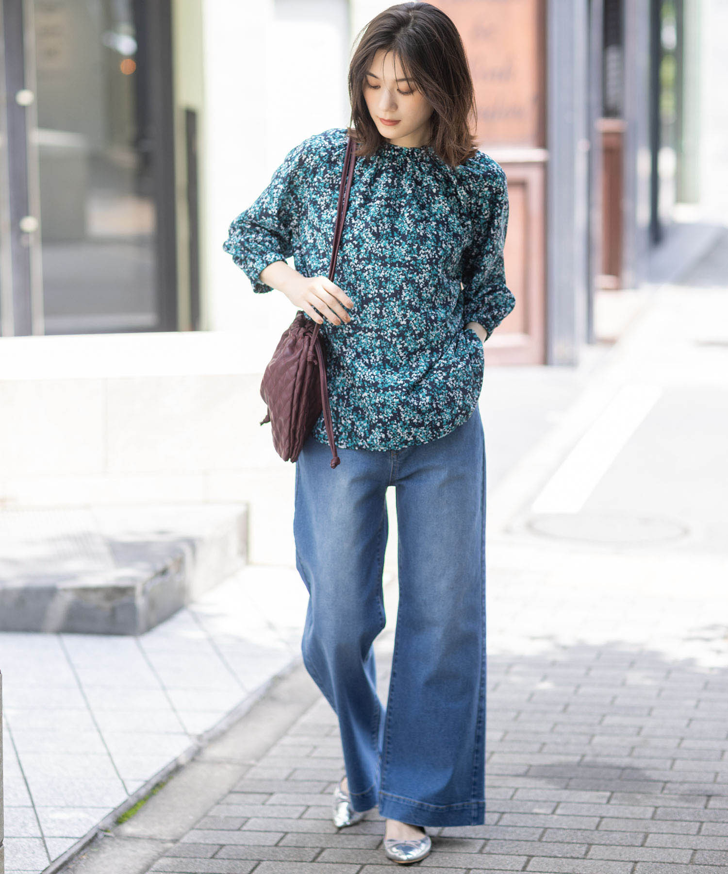 プチ オンフルール Petit Honfleur アパシュプリントブラウス （レッド） レッド