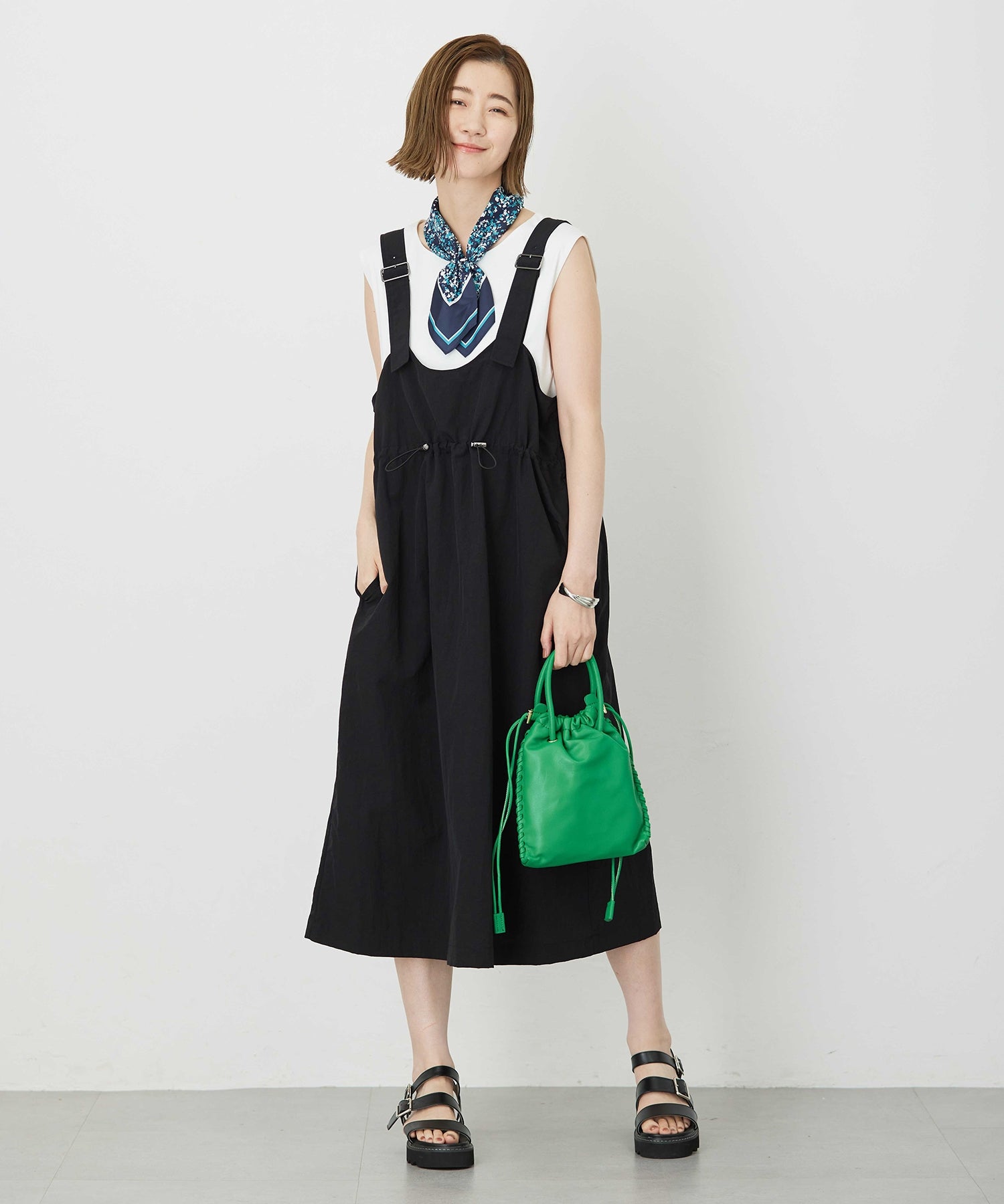 プチ オンフルール Petit Honfleur ドロストジャンパースカート （カーキ） カーキ