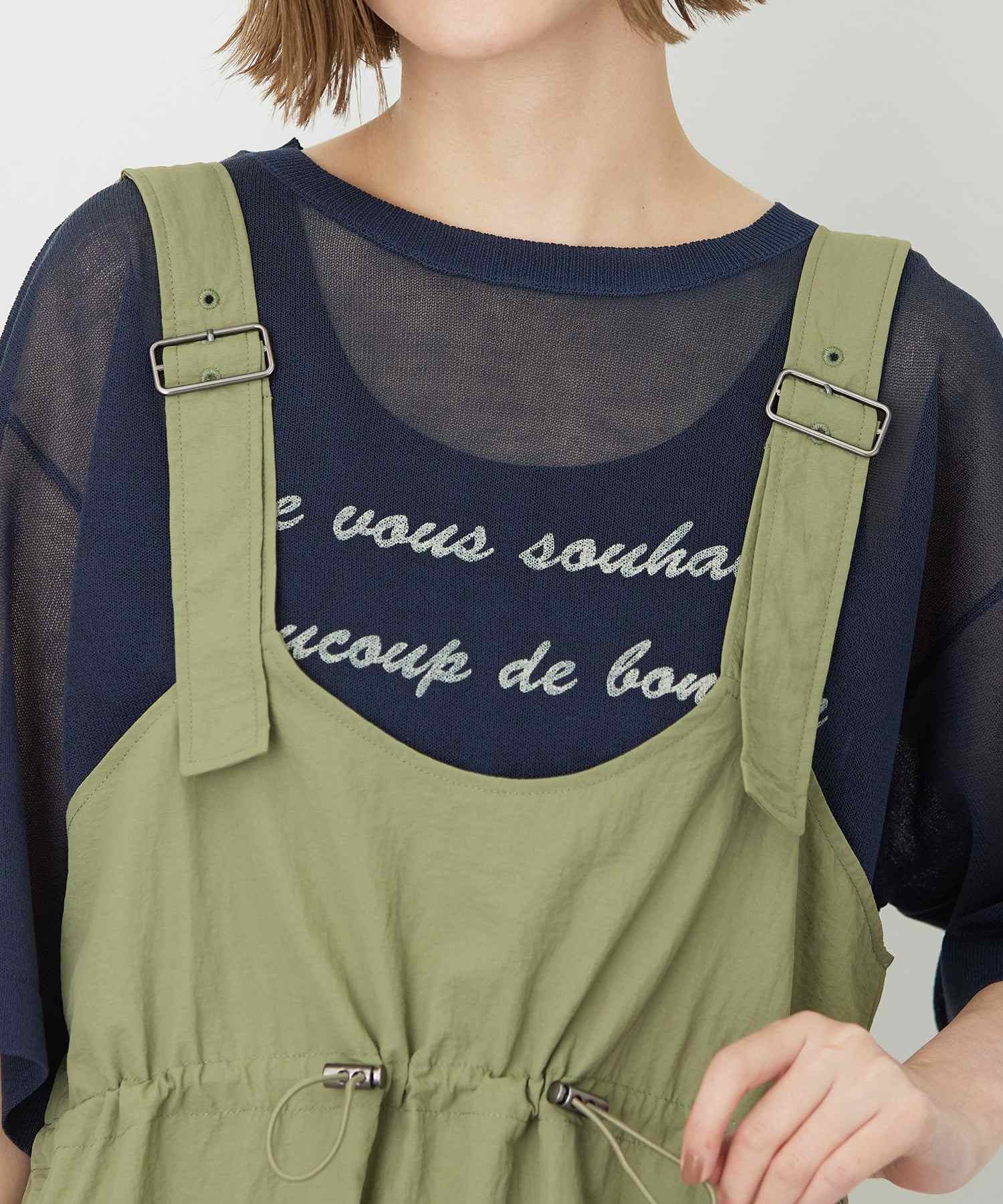 プチ オンフルール Petit Honfleur ドロストジャンパースカート （カーキ） カーキ