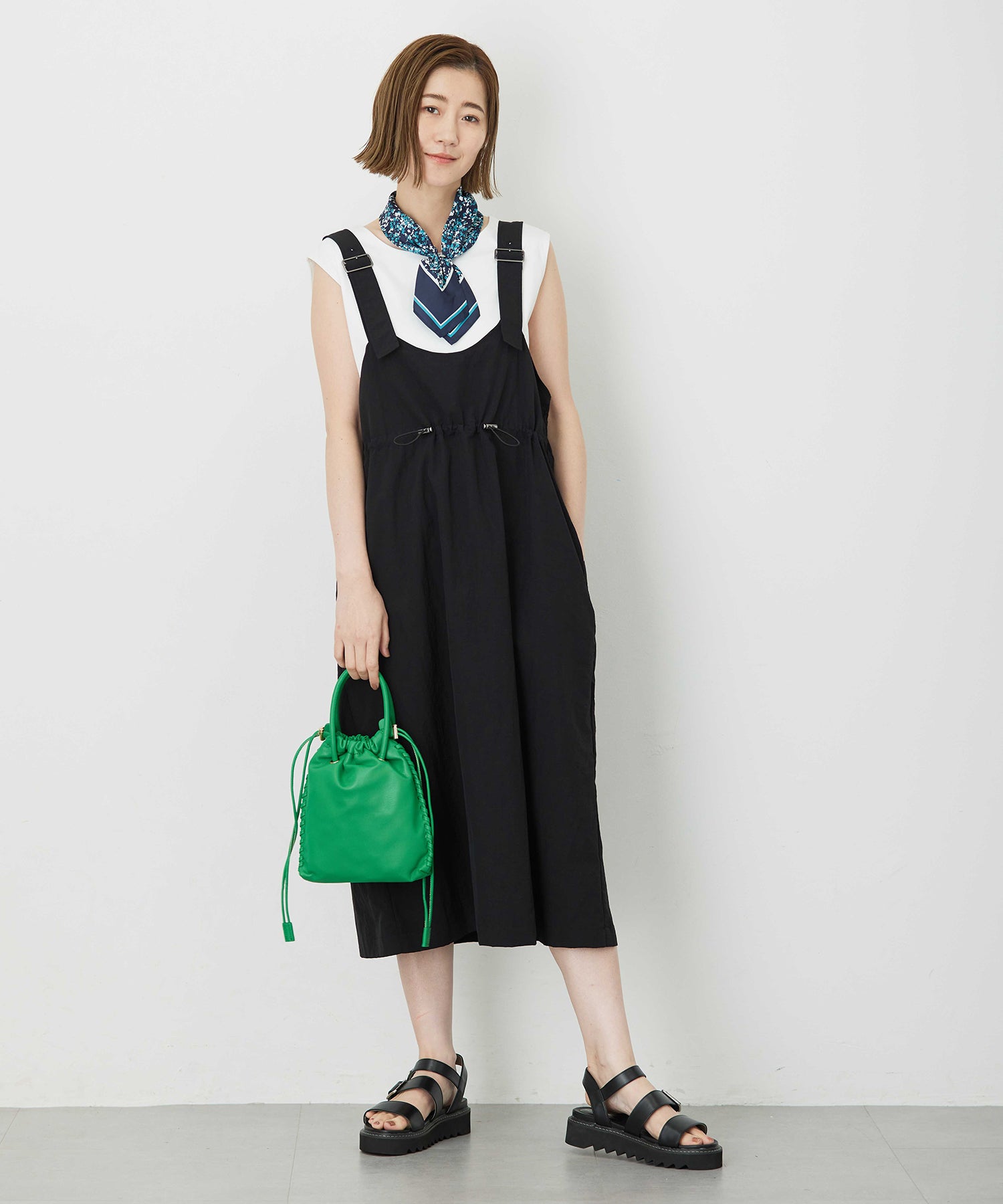 プチ オンフルール Petit Honfleur ドロストジャンパースカート （カーキ） カーキ