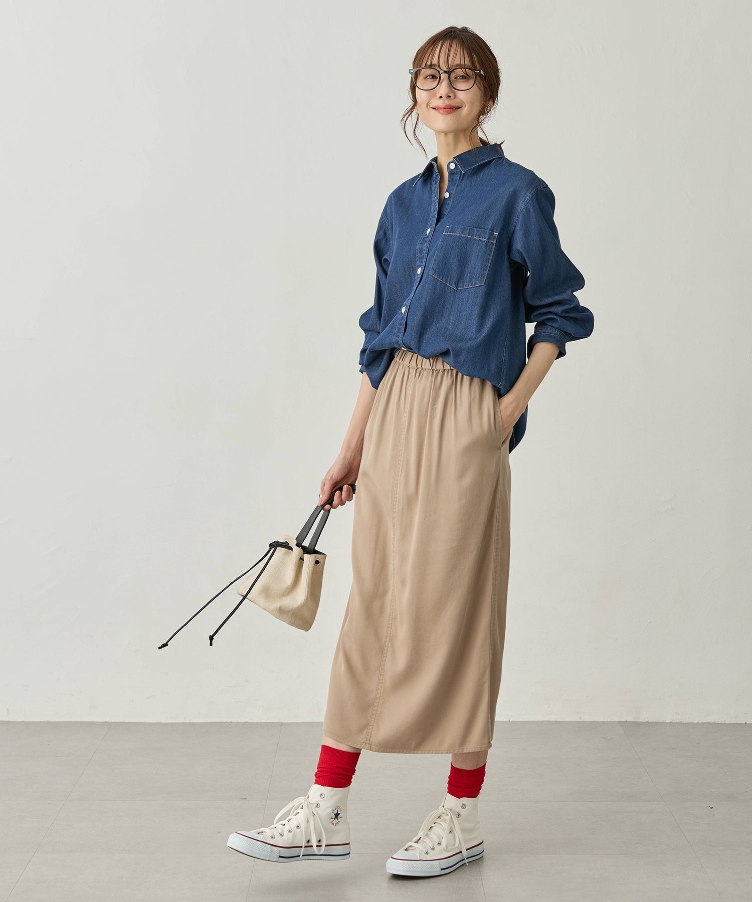プチ オンフルール Petit Honfleur 襟付きデニムシャツ （ネイビー） ネイビー