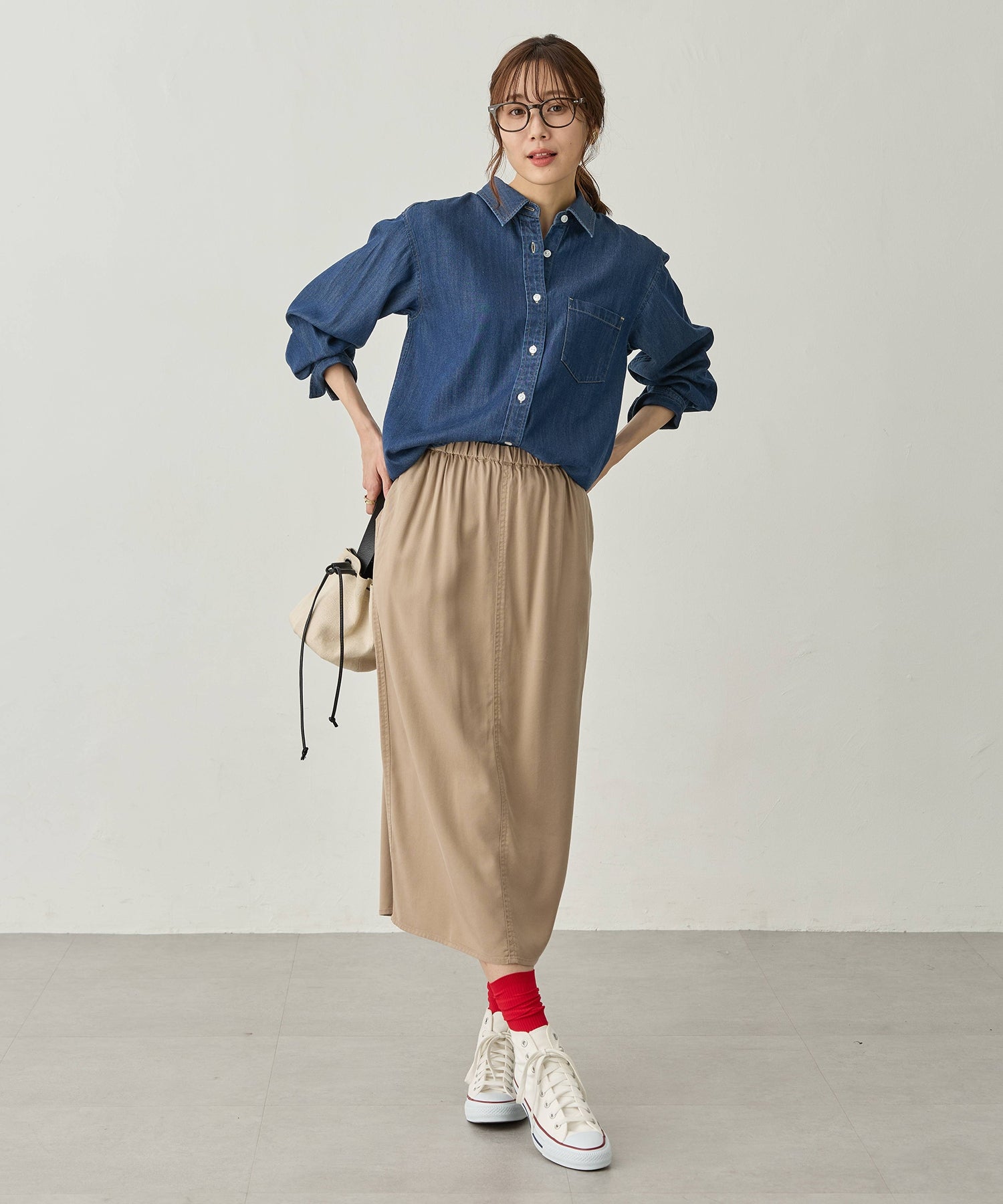 プチ オンフルール Petit Honfleur 襟付きデニムシャツ （ネイビー） ネイビー