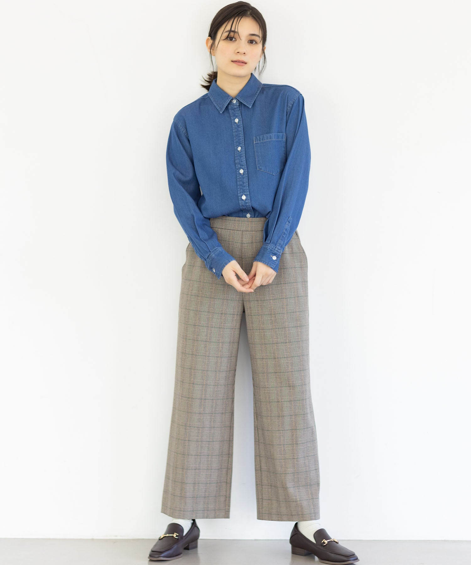 プチ オンフルール Petit Honfleur 襟付きデニムシャツ （ネイビー） ネイビー