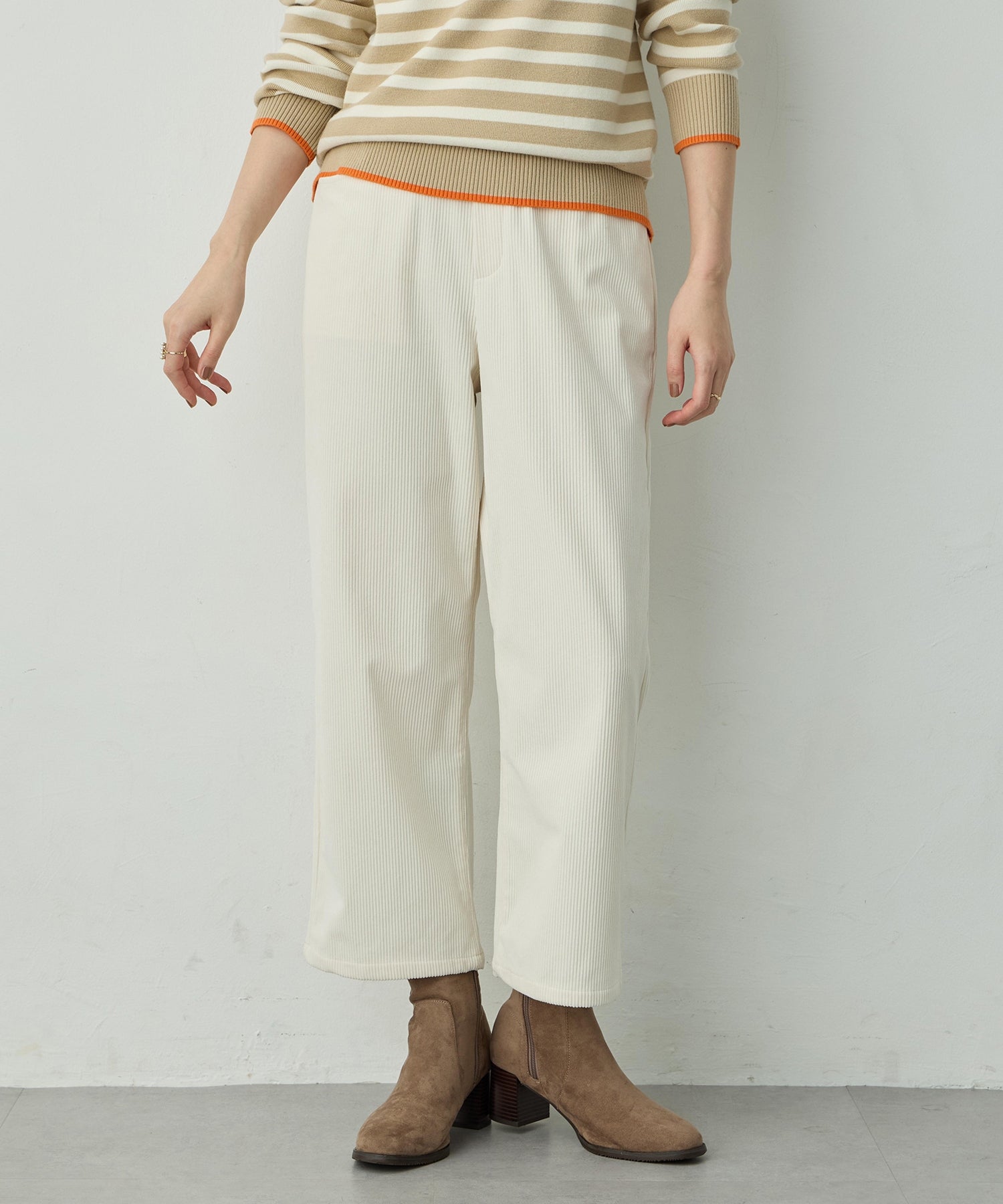 プチ オンフルール Petit Honfleur コーデュロイセミワイドパンツ （ブラック） ブラック