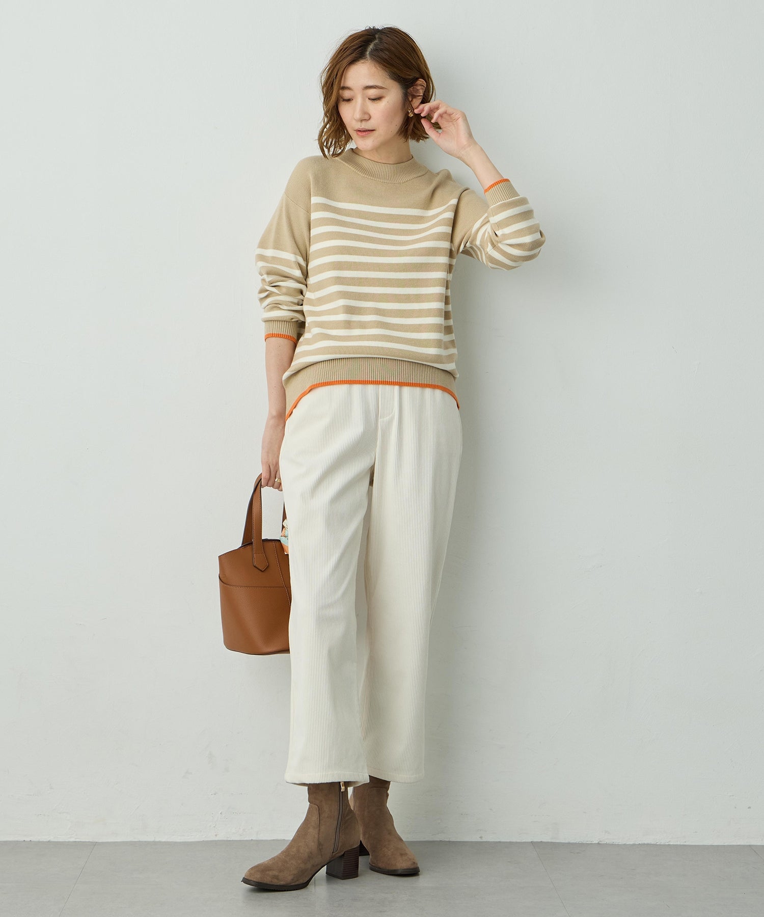 プチ オンフルール Petit Honfleur コーデュロイセミワイドパンツ （ブラック） ブラック