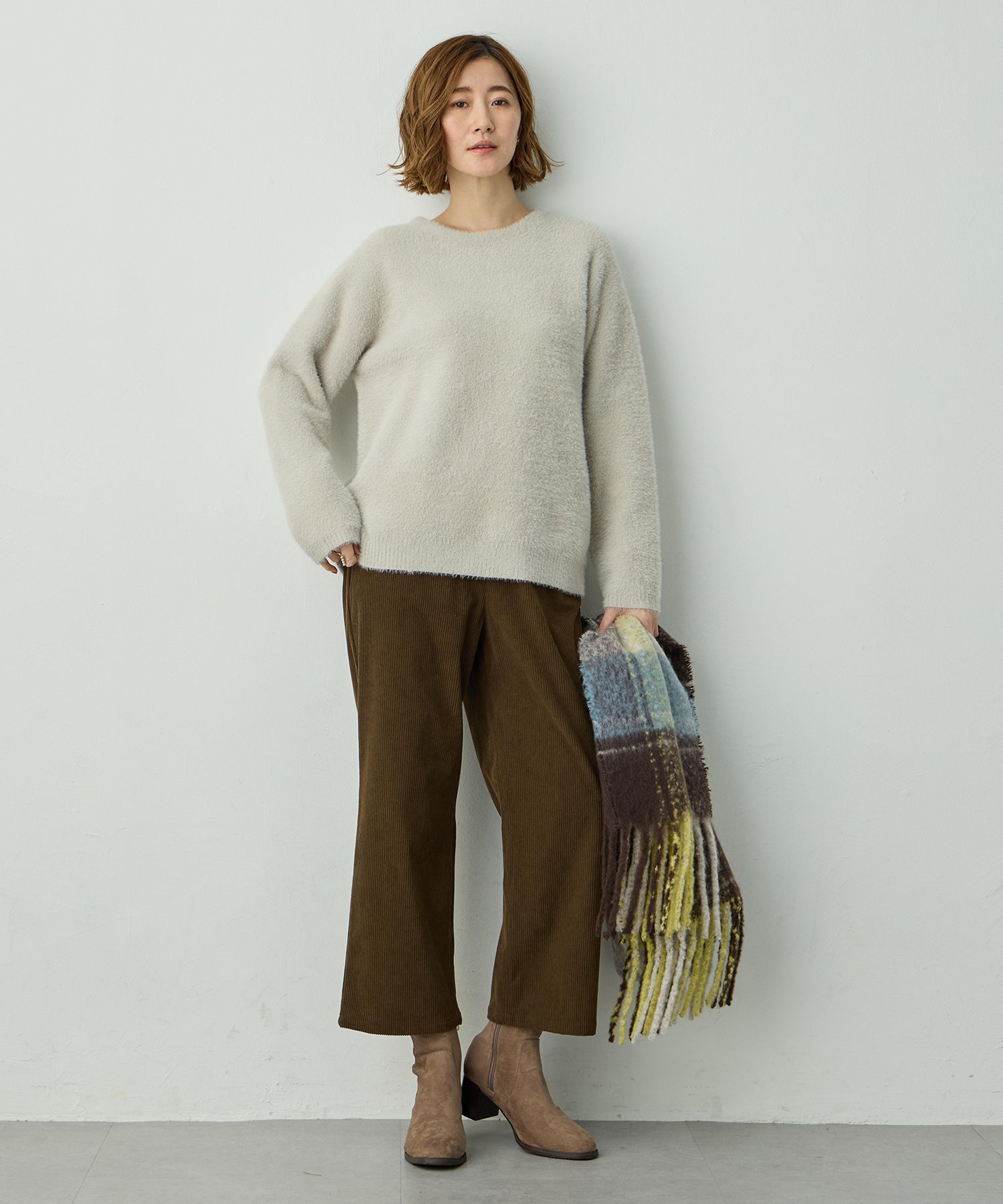 プチ オンフルール Petit Honfleur コーデュロイセミワイドパンツ （ブラック） ブラック