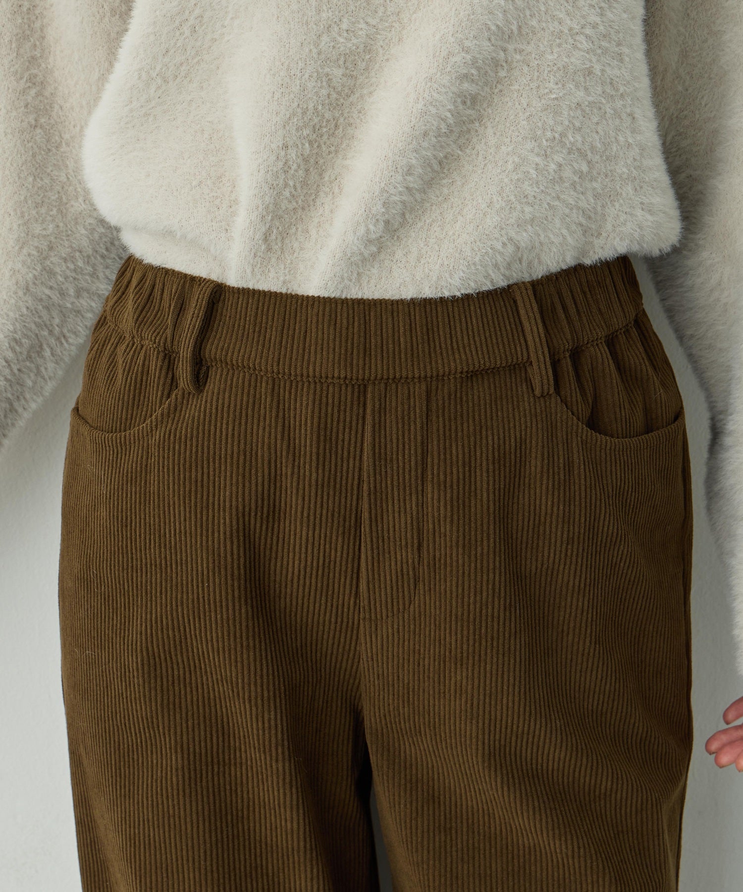 プチ オンフルール Petit Honfleur コーデュロイセミワイドパンツ （ブラック） ブラック