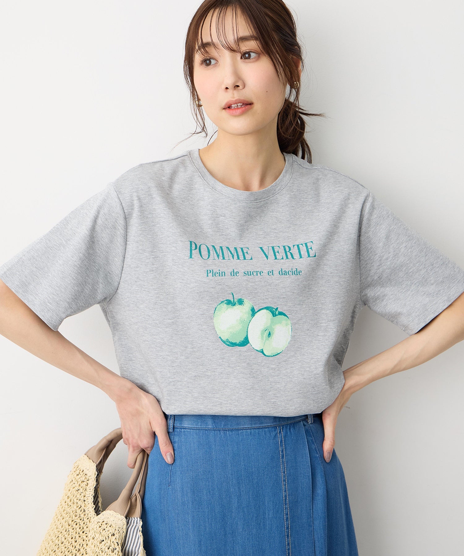 プチ オンフルール Petit Honfleur ビンテージ風フルーツTシャツ【オーガニックコットン】【UVカット・接触冷感】 （ネイビー） ネイビー