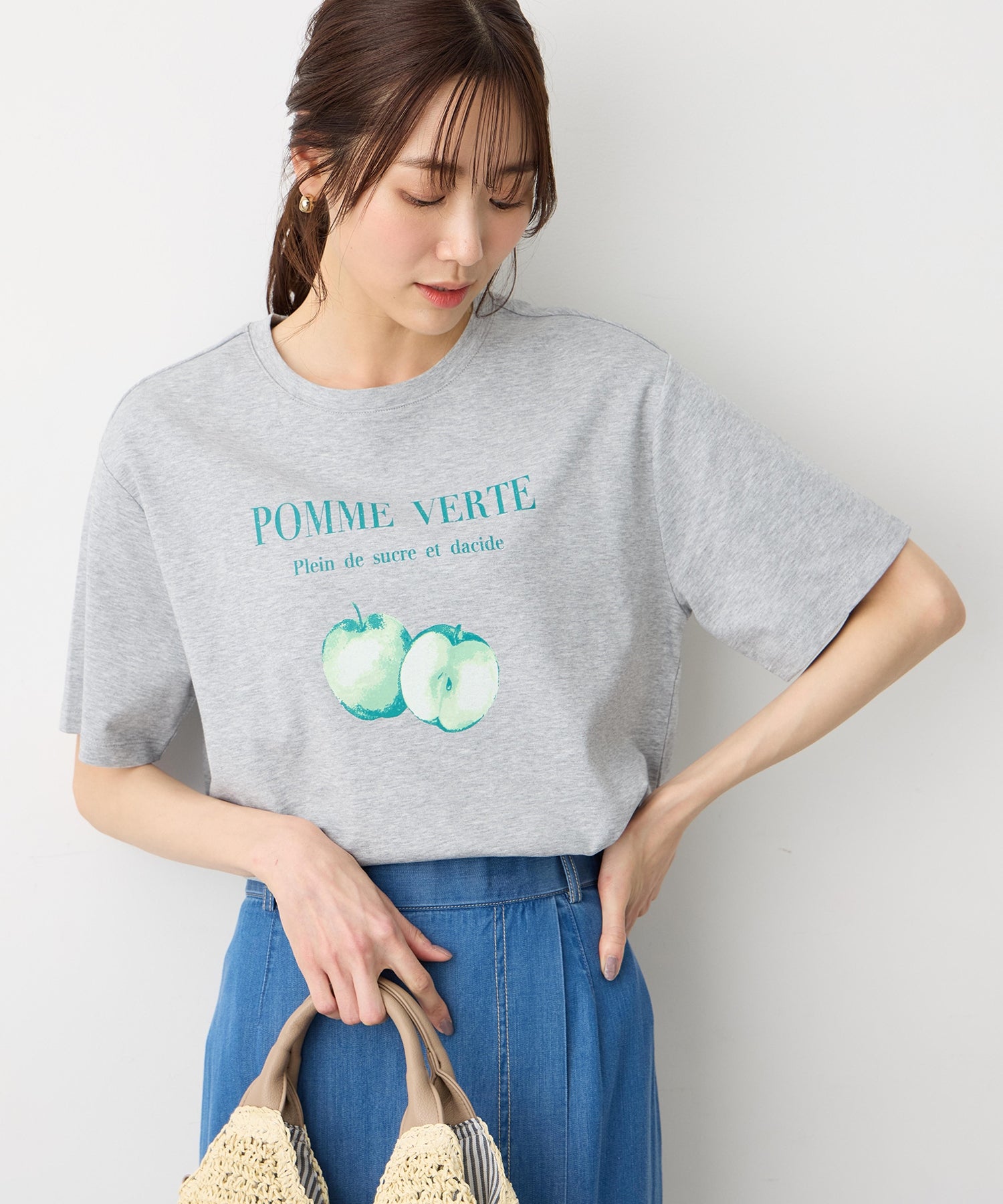 プチ オンフルール Petit Honfleur ビンテージ風フルーツTシャツ【オーガニックコットン】【UVカット・接触冷感】 （ネイビー） ネイビー