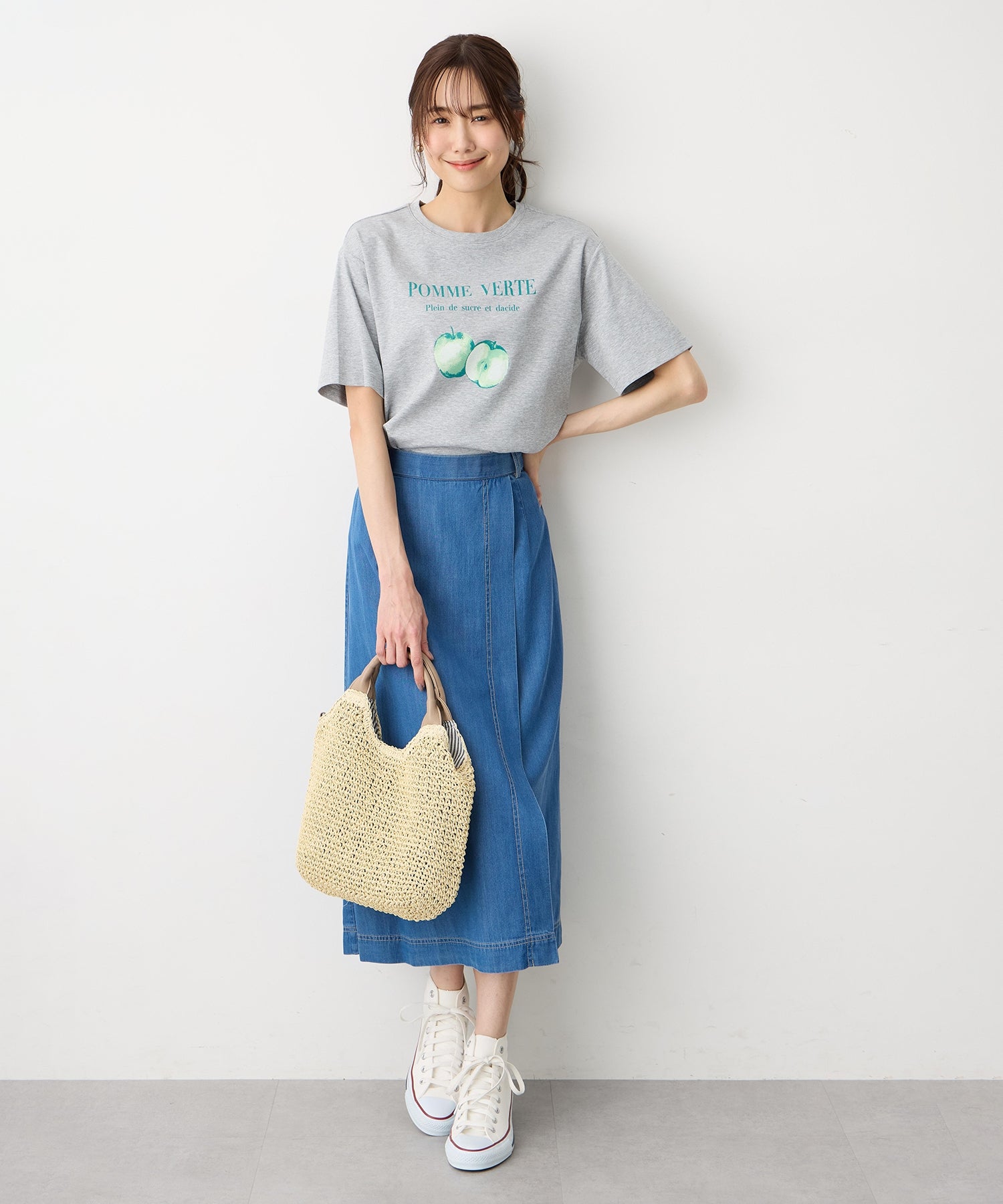 プチ オンフルール Petit Honfleur ビンテージ風フルーツTシャツ【オーガニックコットン】【UVカット・接触冷感】 （ネイビー） ネイビー