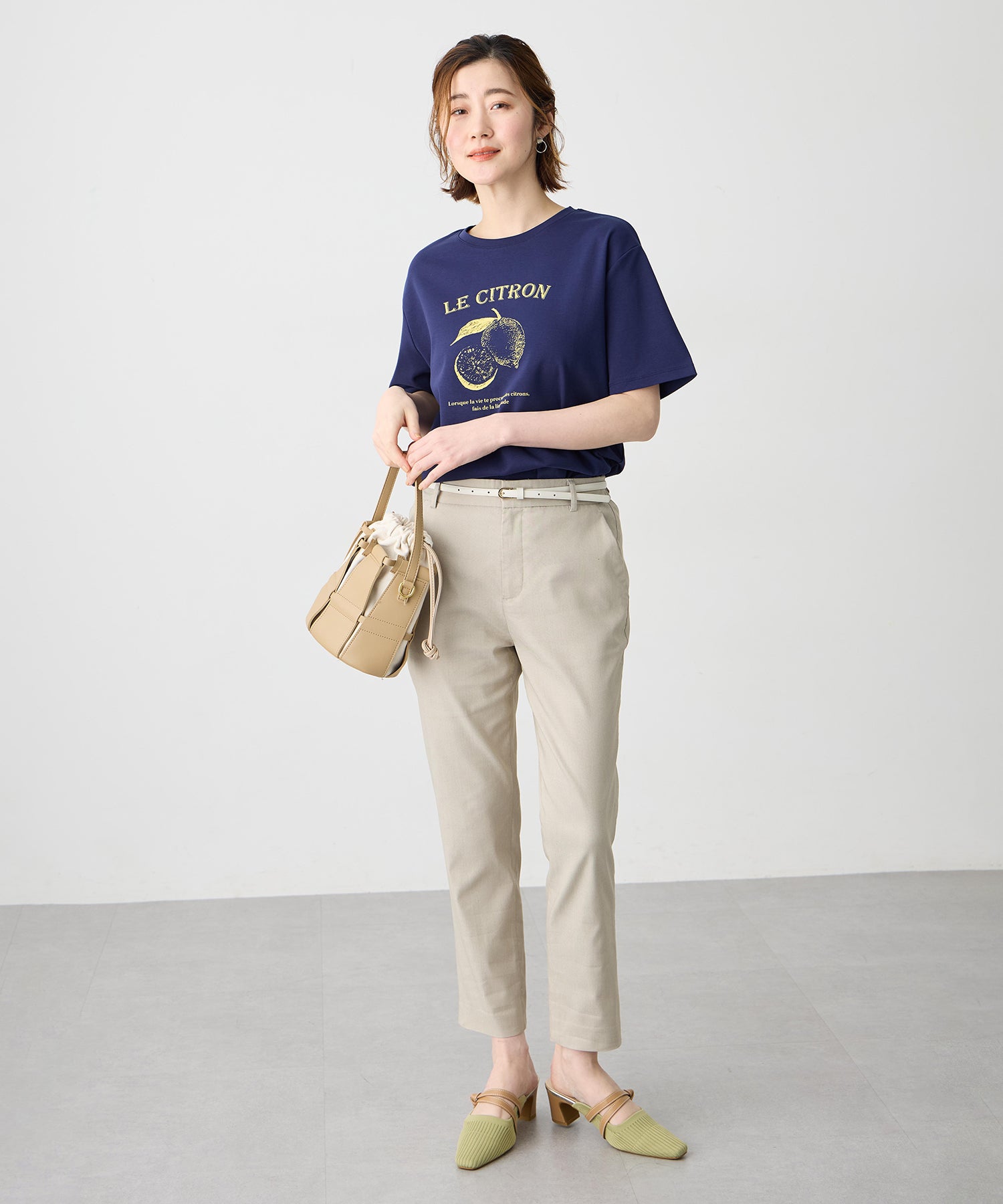 プチ オンフルール Petit Honfleur ビンテージ風フルーツTシャツ【オーガニックコットン】【UVカット・接触冷感】 （ネイビー） ネイビー