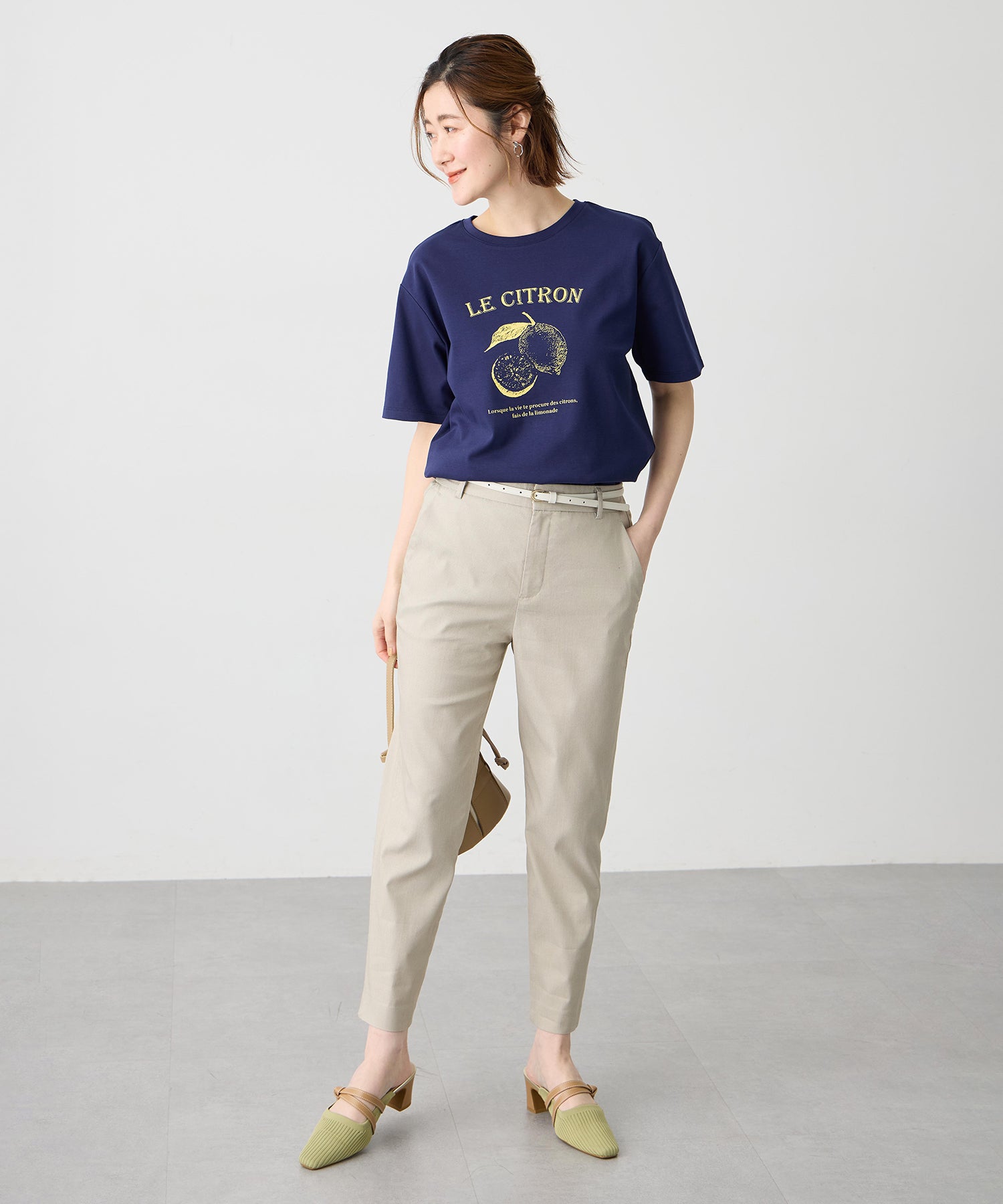 プチ オンフルール Petit Honfleur ビンテージ風フルーツTシャツ【オーガニックコットン】【UVカット・接触冷感】 （ネイビー） ネイビー